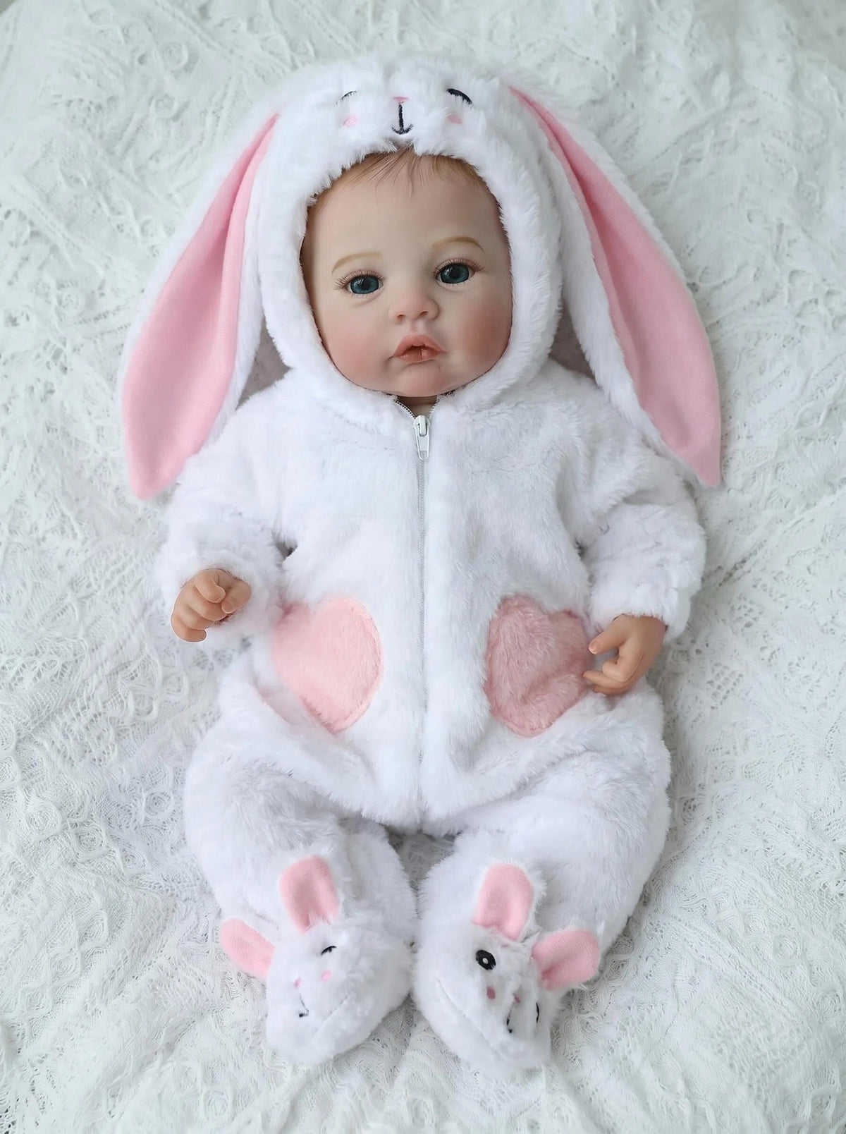 18 Zoll Reborn-Babypuppe, lebensechte Kuschelfigur mit 3D-Haut, Mehrschicht-Bemalung und sichtbaren Venen