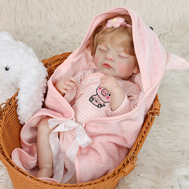22 Zoll lebensechte Reborn-Babypuppe im Ferkel-Anzug