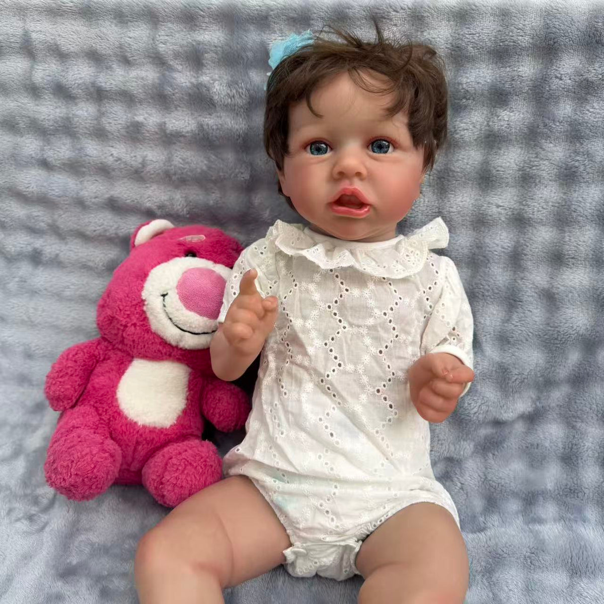 22 Zoll / 55 cm Ganzkörper-Vinyl-Reborn-Mädchen – 55 cm lebensgroße, wasserfeste Babypuppe mit gerootetem Haar und badbarem Körper