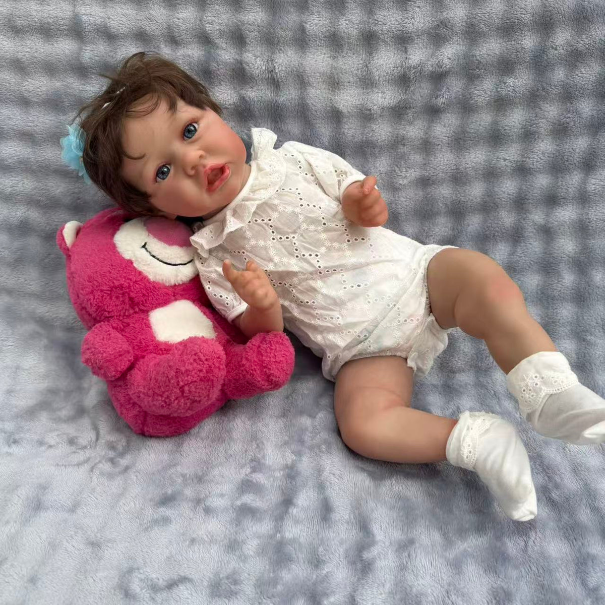 22 Zoll / 55 cm Ganzkörper-Vinyl-Reborn-Mädchen – 55 cm lebensgroße, wasserfeste Babypuppe mit gerootetem Haar und badbarem Körper