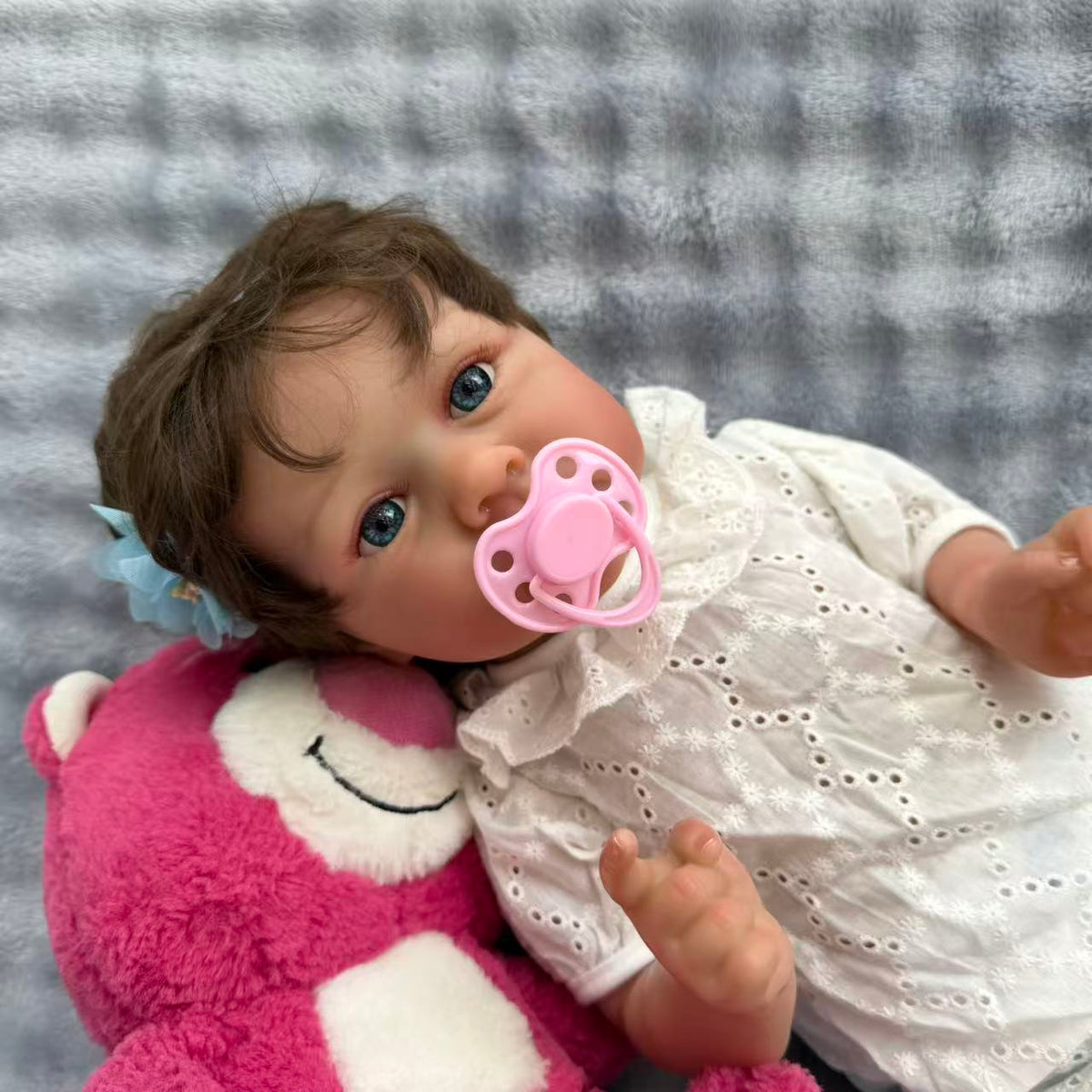 22 Zoll / 55 cm Ganzkörper-Vinyl-Reborn-Mädchen – 55 cm lebensgroße, wasserfeste Babypuppe mit gerootetem Haar und badbarem Körper