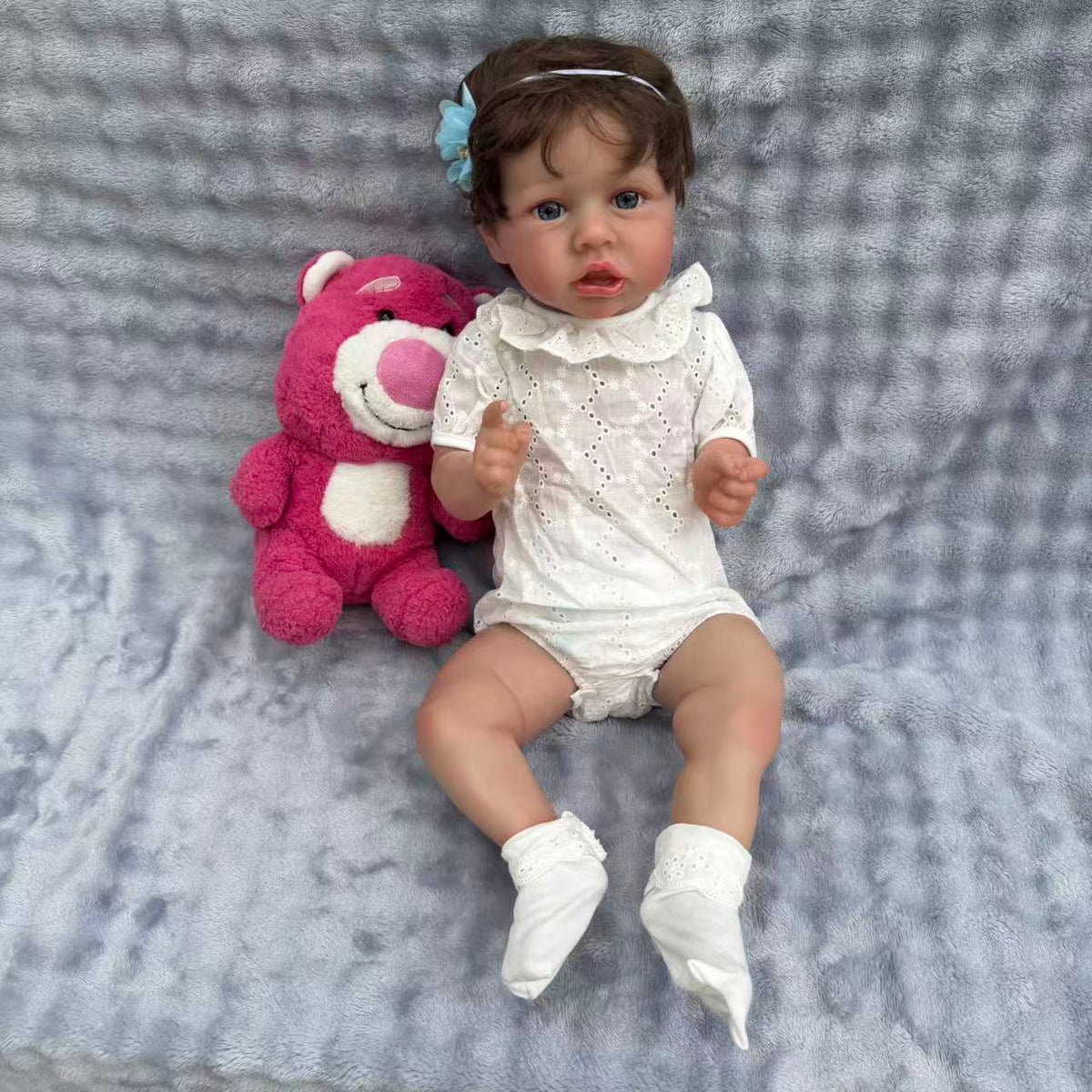 22 Zoll / 55 cm Ganzkörper-Vinyl-Reborn-Mädchen – 55 cm lebensgroße, wasserfeste Babypuppe mit gerootetem Haar und badbarem Körper