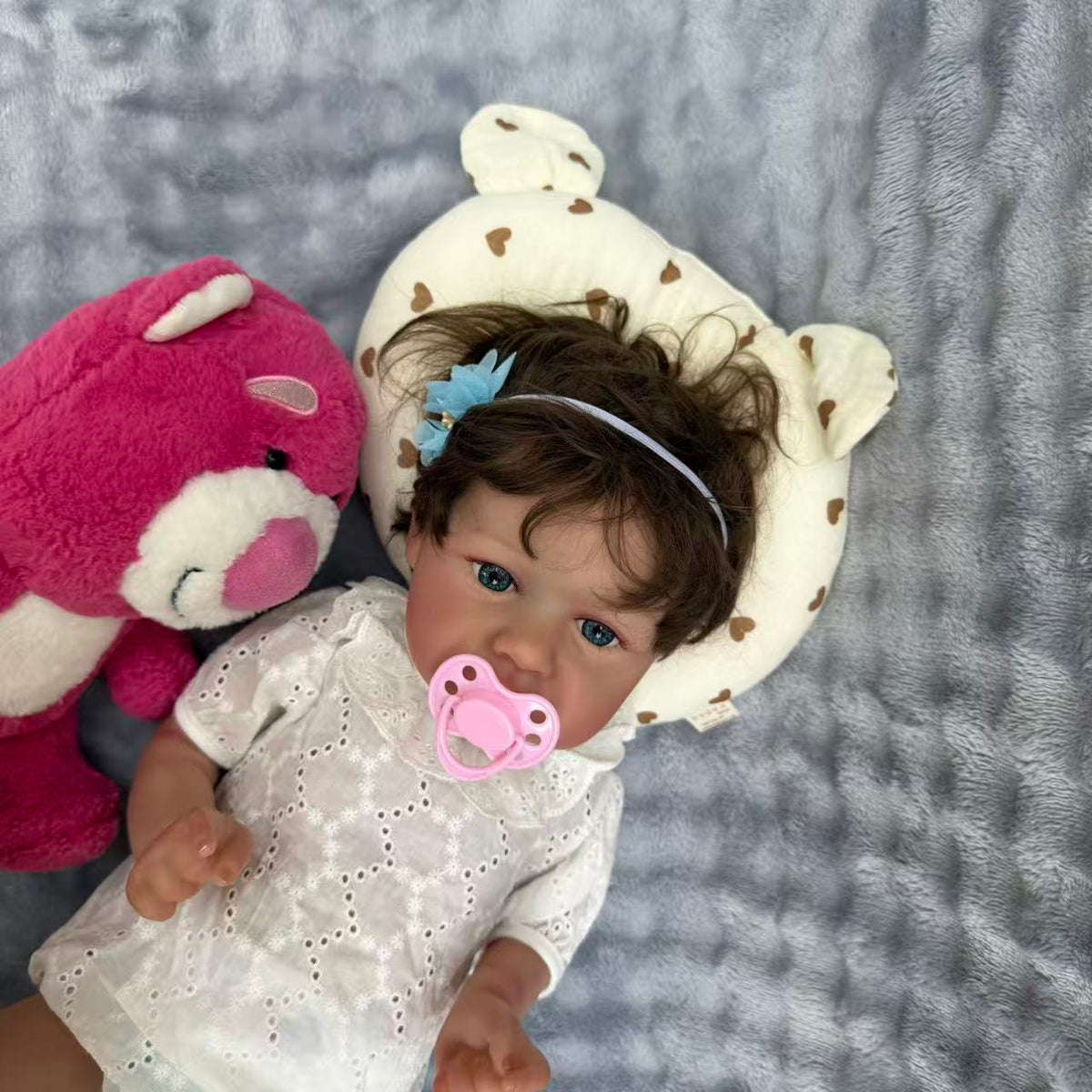 22 Zoll / 55 cm Ganzkörper-Vinyl-Reborn-Mädchen – 55 cm lebensgroße, wasserfeste Babypuppe mit gerootetem Haar und badbarem Körper