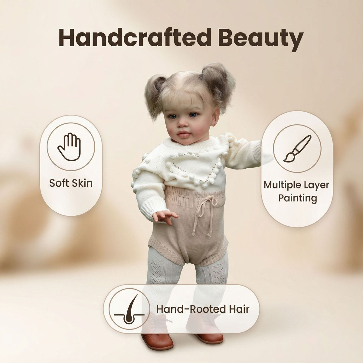 66 cm Reborn-Puppe, große Reborn-Puppe mit blonden Haaren, beschwertem, weichem Stoffkörper und realistischem Aussehen für Kinder