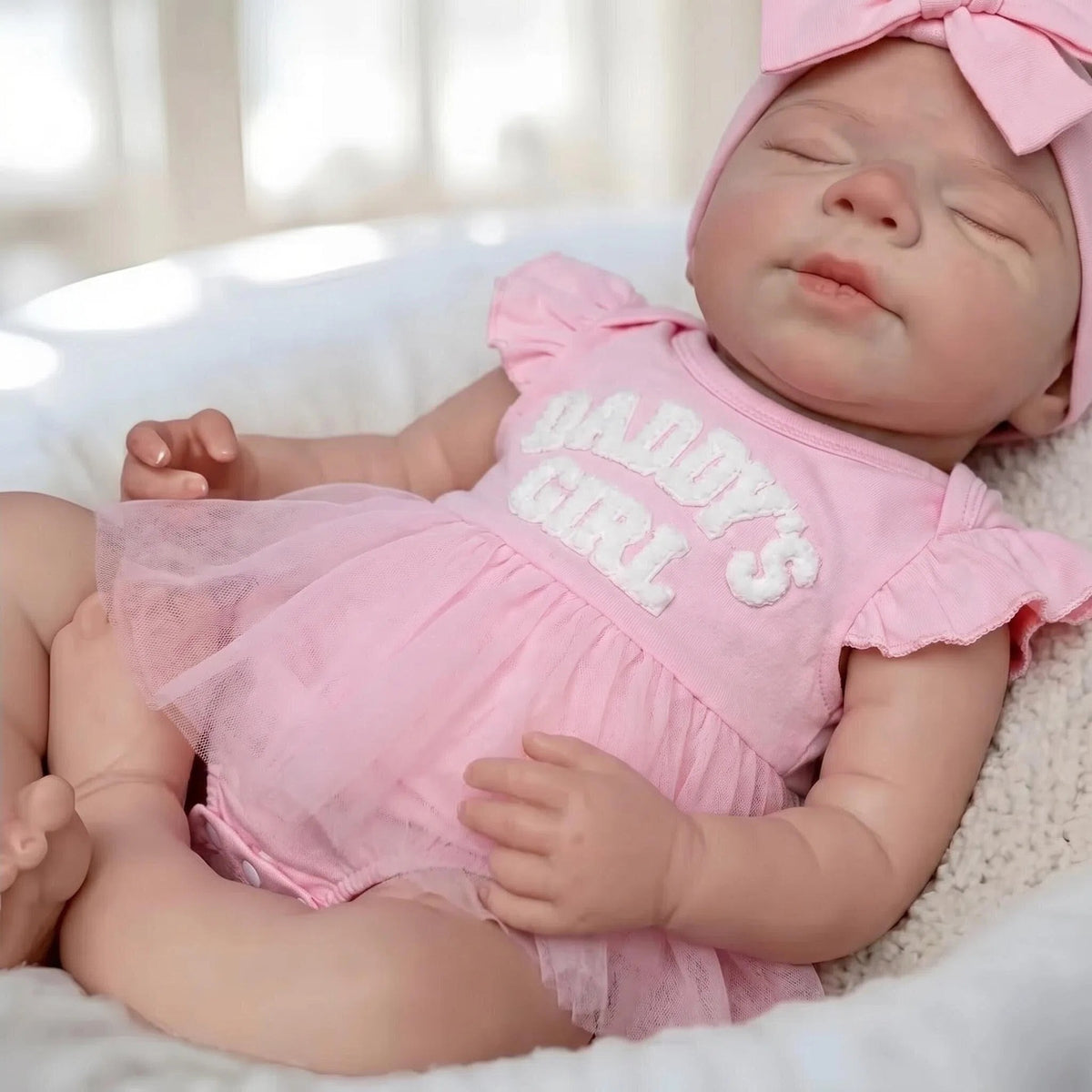 18 Zoll Pascale Mund offen, vollmassives Platin-Silikon-Echtbaby-Puppenmädchen, inklusive Schnuller