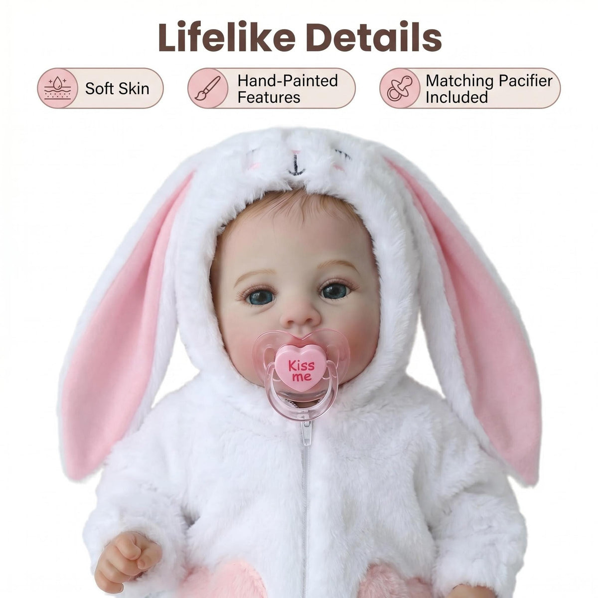 18 Zoll Reborn-Babypuppe, lebensechte Kuschelfigur mit 3D-Haut, Mehrschicht-Bemalung und sichtbaren Venen