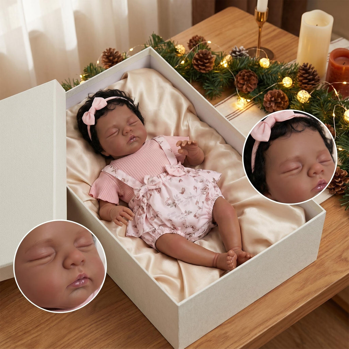 19 Zoll Reborn-Babypuppe, dunkle Haut, Venen, handbemalt, weicher Stoffkörper, realistische Puppe für Sammler
