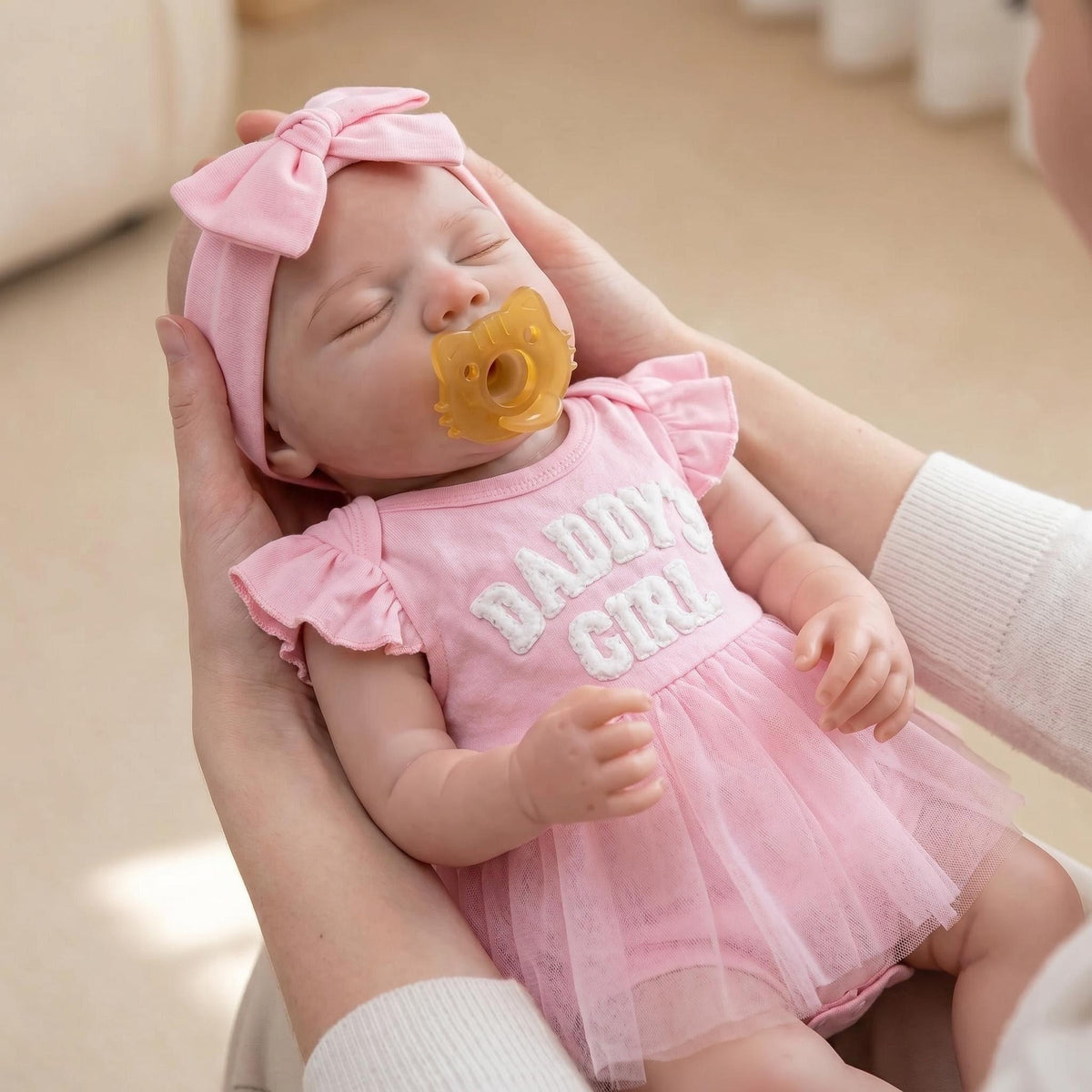 18 Zoll Pascale Mund offen, vollmassives Platin-Silikon-Echtbaby-Puppenmädchen, inklusive Schnuller