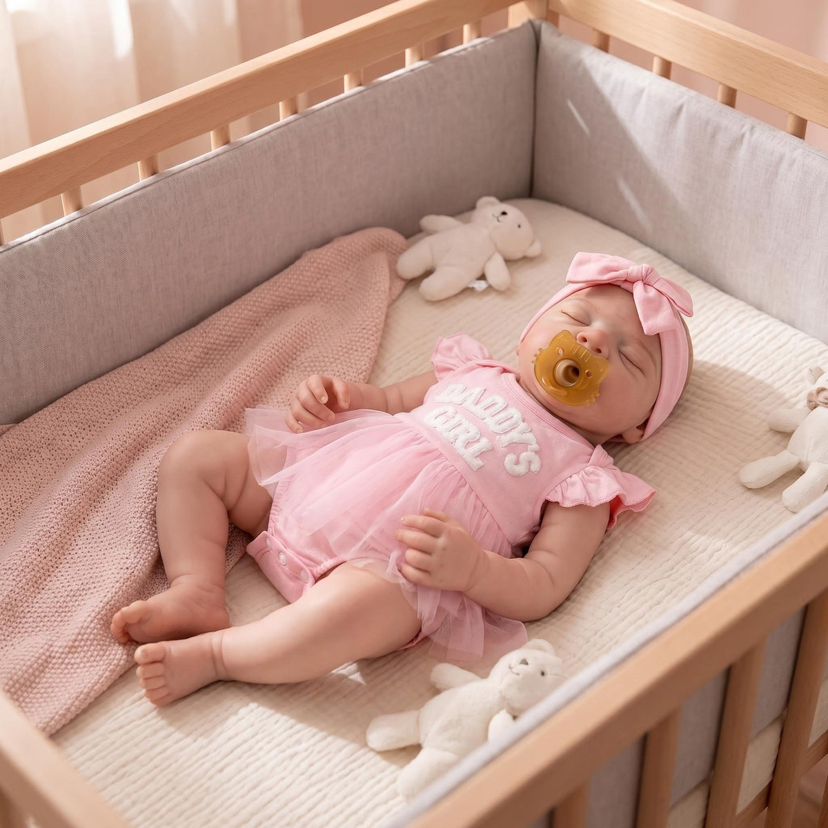 18 Zoll Pascale Mund offen, vollmassives Platin-Silikon-Echtbaby-Puppenmädchen, inklusive Schnuller