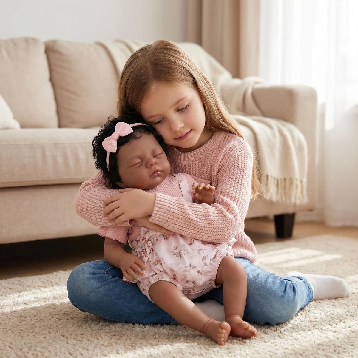 19 Zoll Reborn-Babypuppe, dunkle Haut, Venen, handbemalt, weicher Stoffkörper, realistische Puppe für Sammler