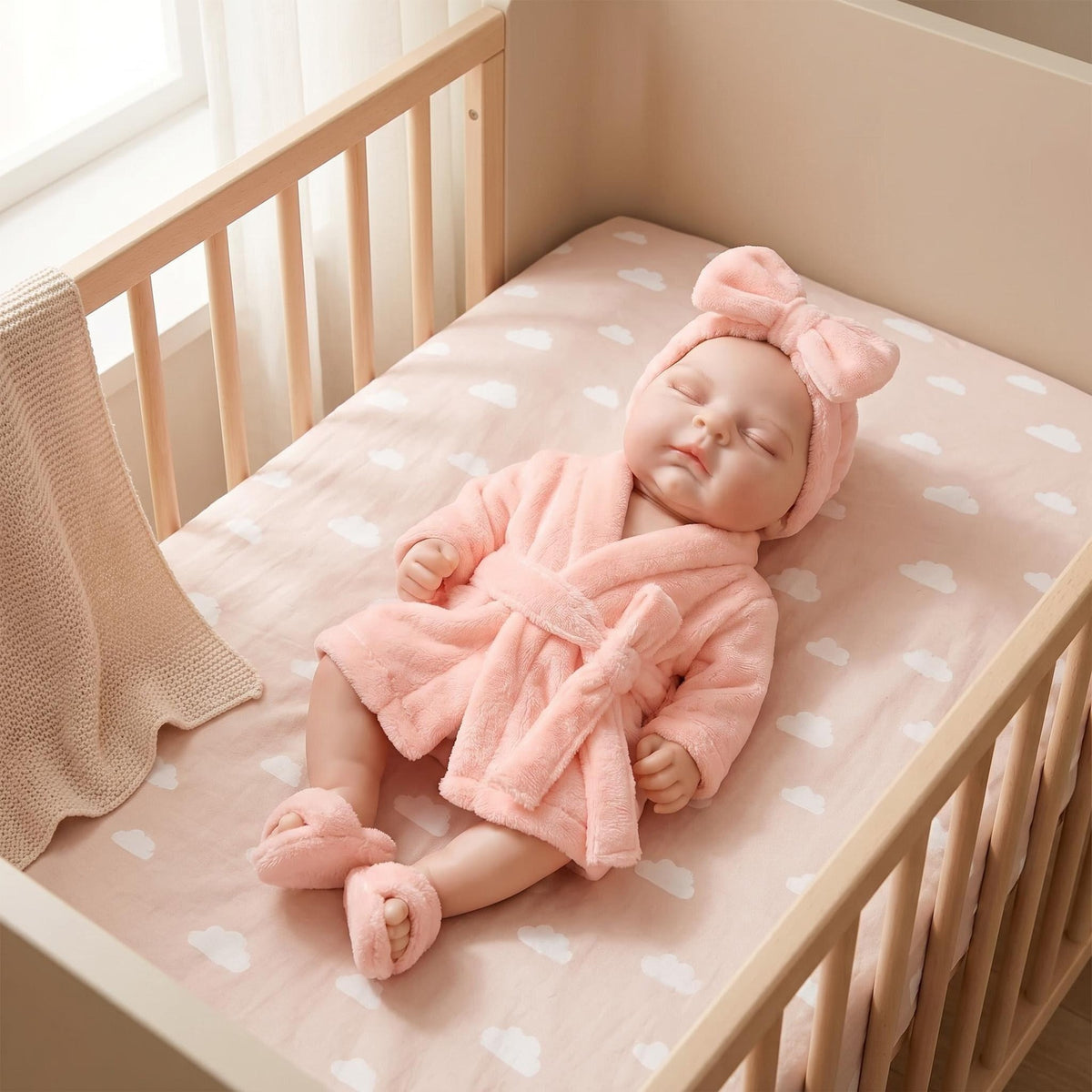 18-Zoll-Babypuppe aus Platin-Silikon Peaches, massive, realistisch gewichtete Mädchenpuppe mit Schnuller, widerstandsfähiges Sammler-Spielzeug