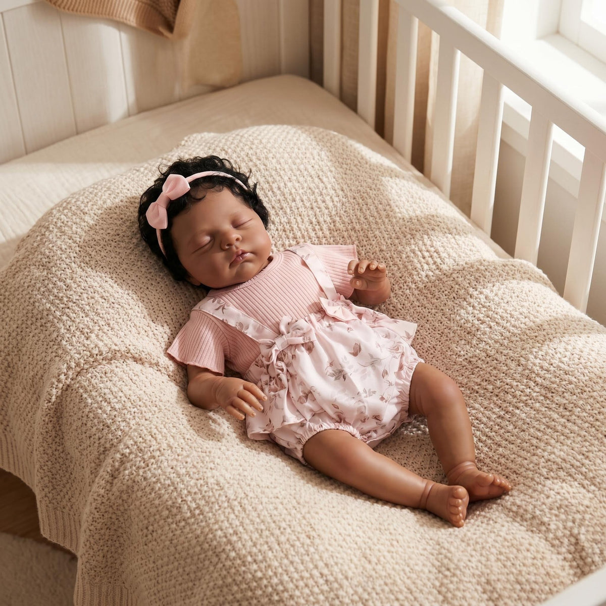 19 Zoll Reborn-Babypuppe, dunkle Haut, Venen, handbemalt, weicher Stoffkörper, realistische Puppe für Sammler