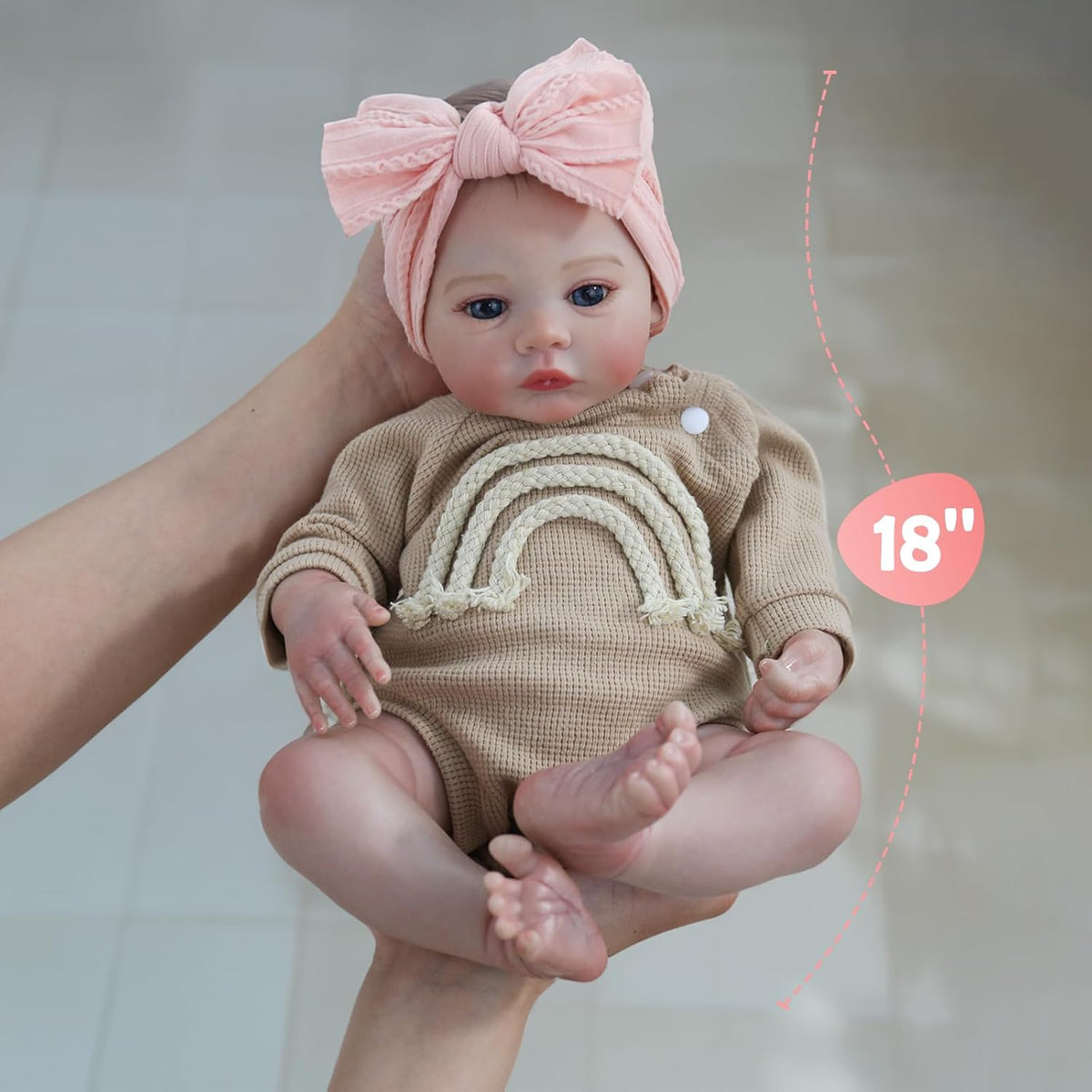 18 Zoll lebensechte Reborn-Babypuppe – Mädchen mit weichem, beschwertem Körper, realistisches Neugeborenen-Geschenkset für Kinder ab 3 Jahren