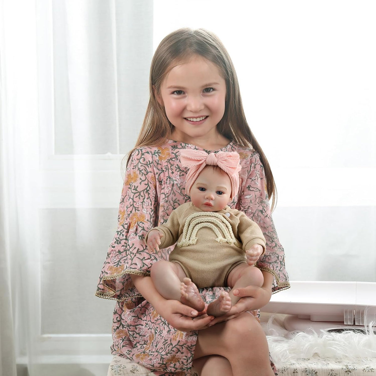 18 Zoll lebensechte Reborn-Babypuppe – Mädchen mit weichem, beschwertem Körper, realistisches Neugeborenen-Geschenkset für Kinder ab 3 Jahren