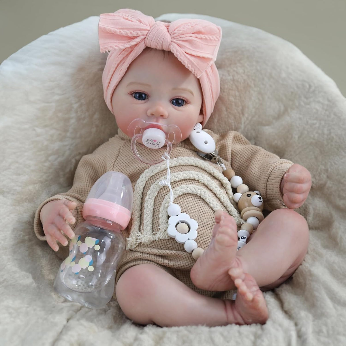 18 Zoll lebensechte Reborn-Babypuppe – Mädchen mit weichem, beschwertem Körper, realistisches Neugeborenen-Geschenkset für Kinder ab 3 Jahren