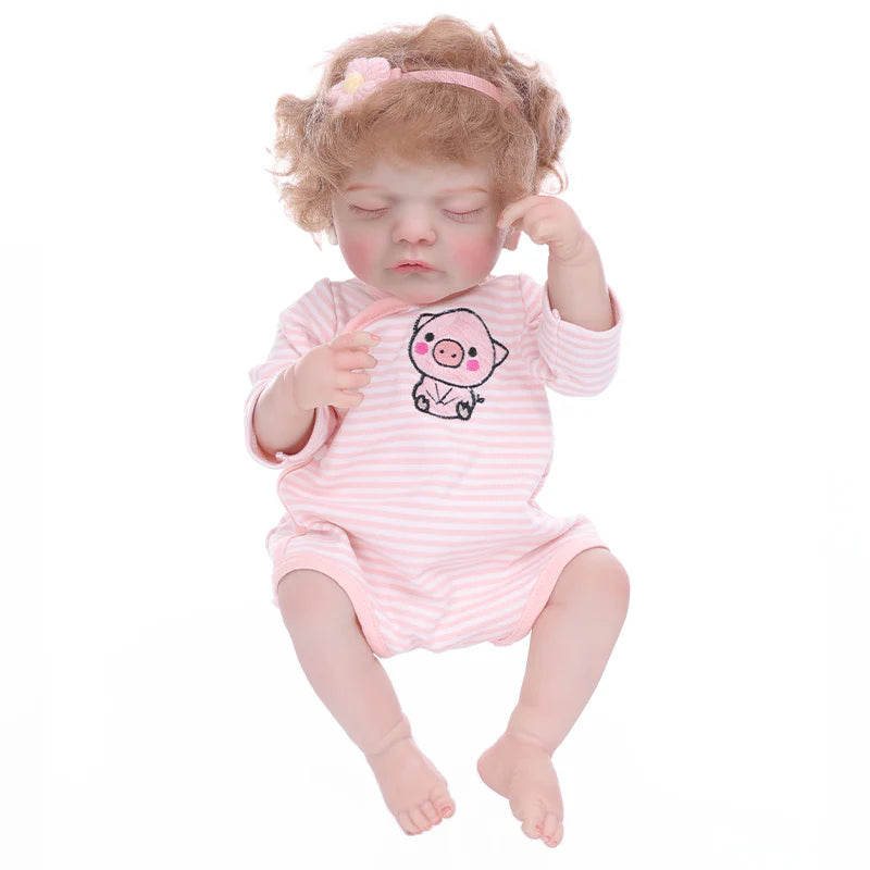22 Zoll lebensechte Reborn-Babypuppe im Ferkel-Anzug