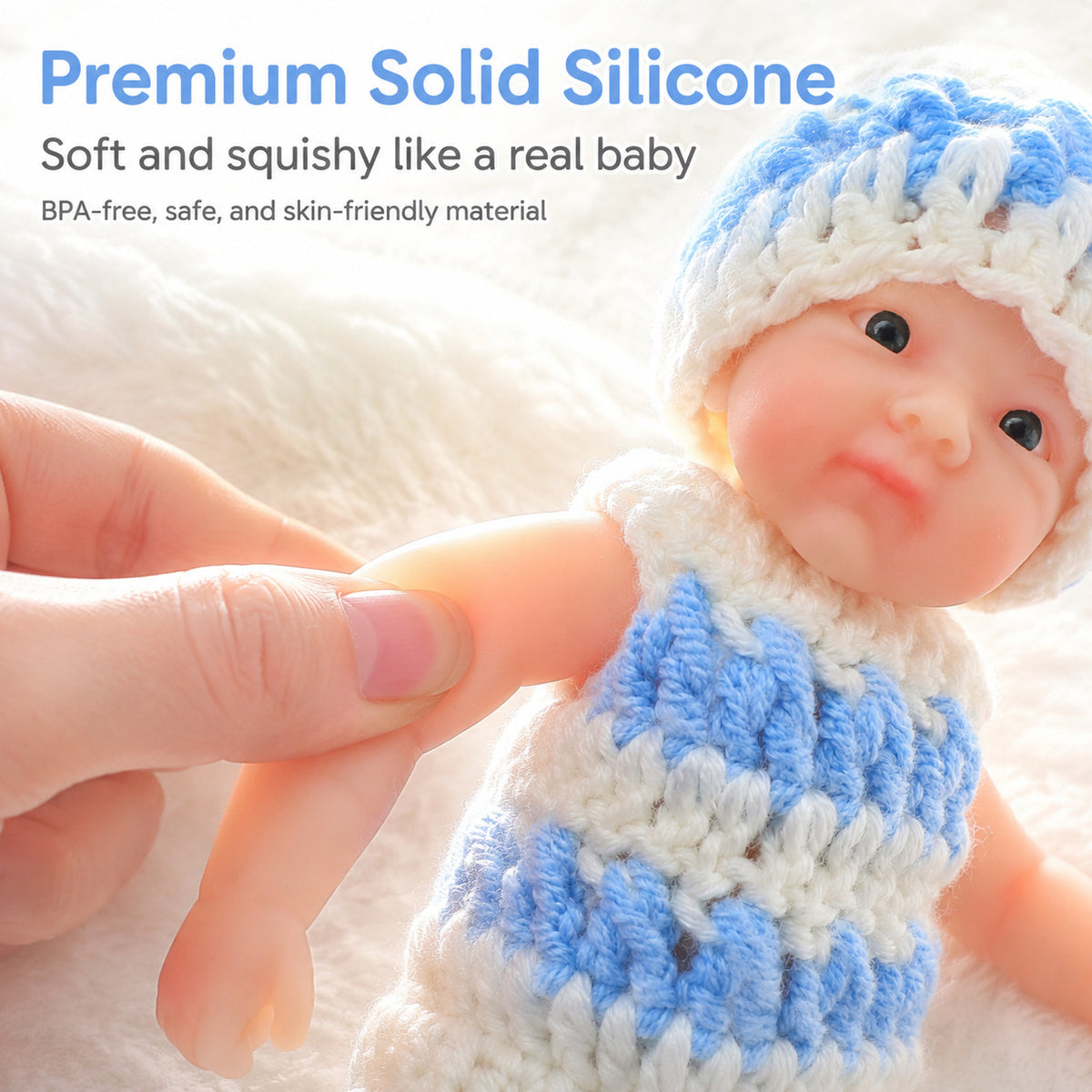 6-Zoll-Handflächen-Reborn-Babypuppe aus massivem Silikon, realistische, dehnbare Spielzeugpuppe als Geschenk für Kinder