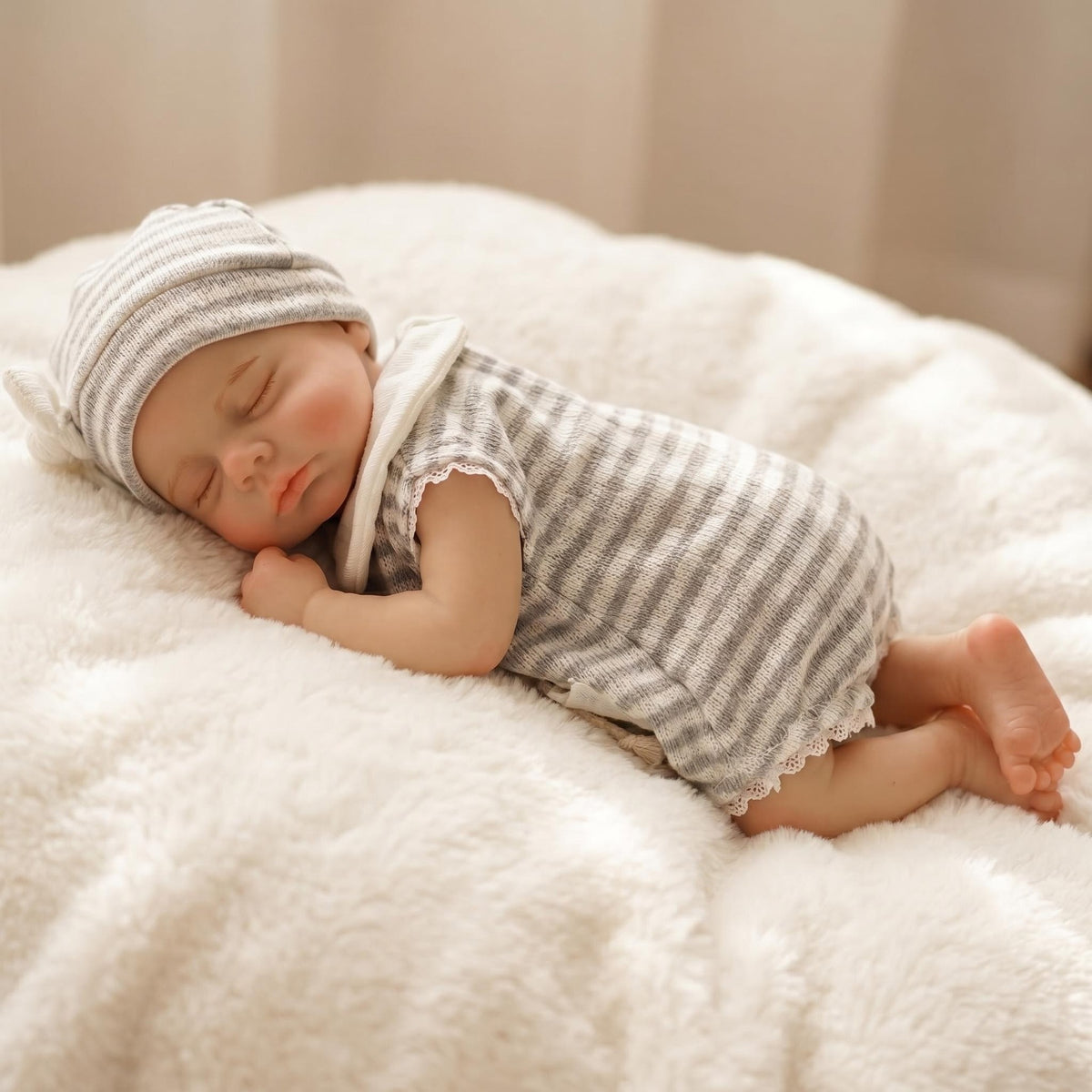 12 Zoll handgefertigtes schlafendes Baby, Vollsilikon-Reborn-Puppe, waschbar, realistisch, Kunstpuppe zum Sammeln