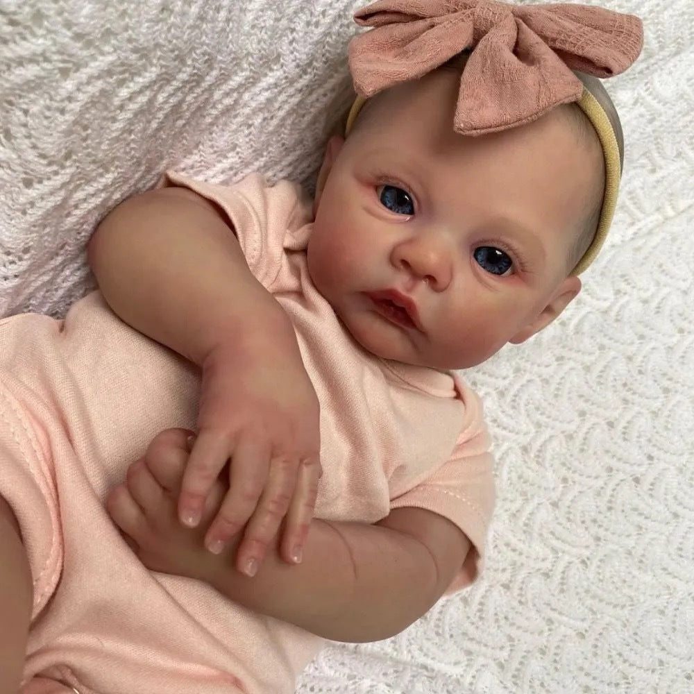 19 Zoll lebensechte Reborn-Babypuppe für Mädchen, handgefertigte Puppe aus Vollvinyl, realistisches Neugeborenen-Spielzeug für Kinder