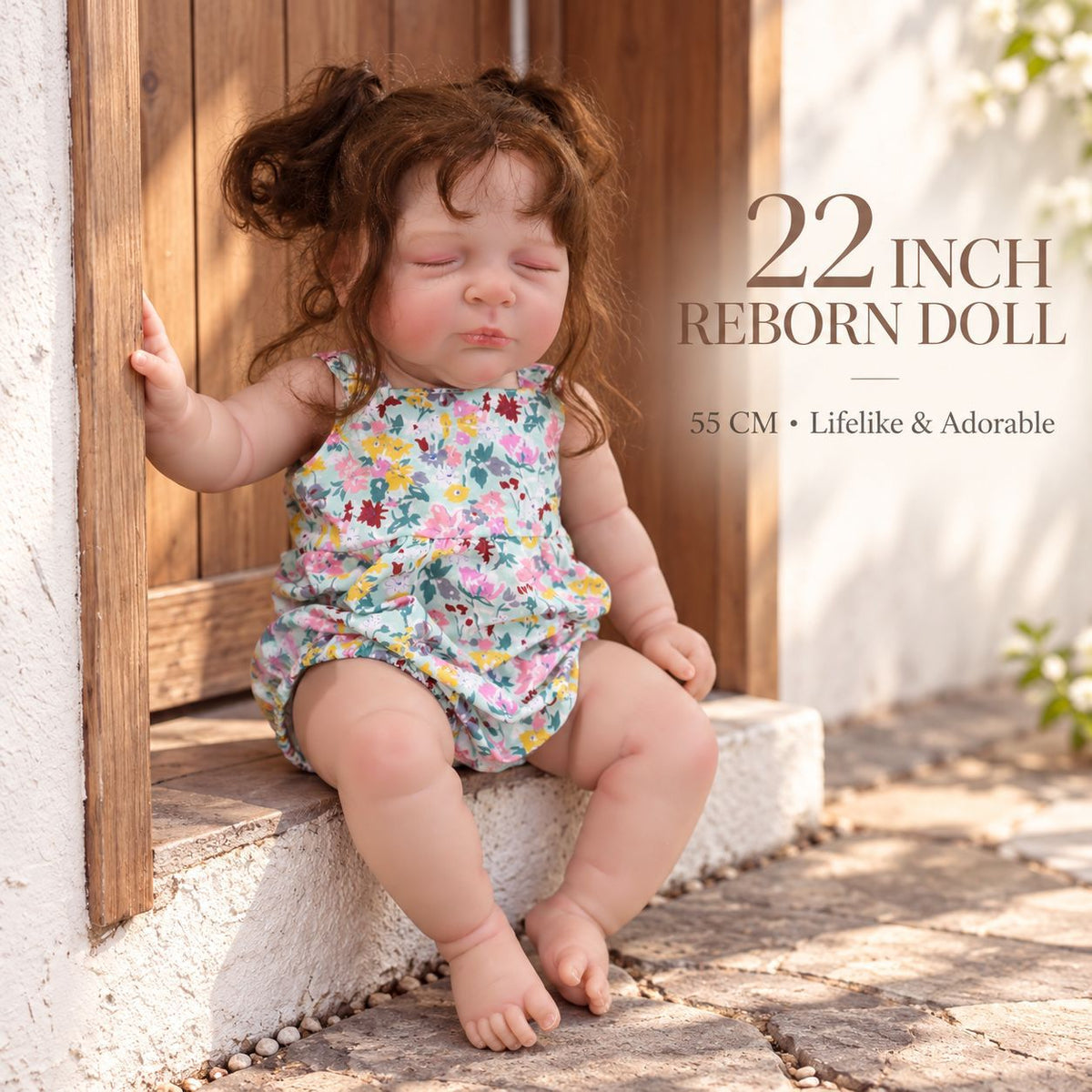 22 inch Reborn Baby Doll – Realistic Vinyl Doll with Cloth Body, Perfect Companion for Children and Ideal Holiday Gift