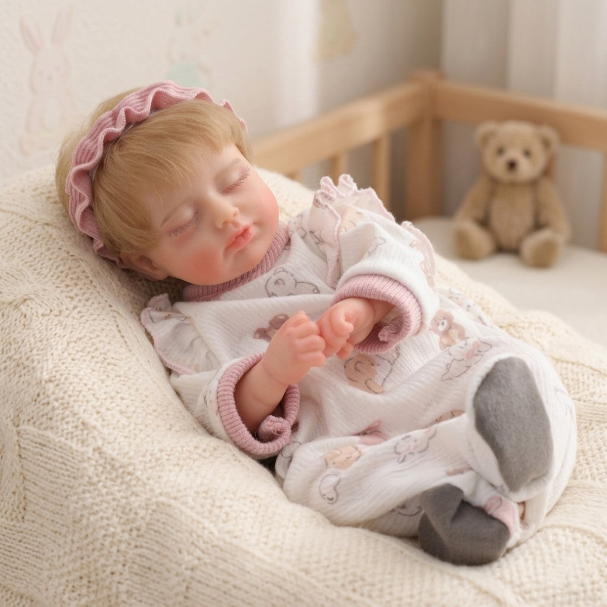 12 Zoll (30 cm) Simulations-Reborn-Babypuppe aus massivem Silikon, realistische Haptik, geschlossene Augen
