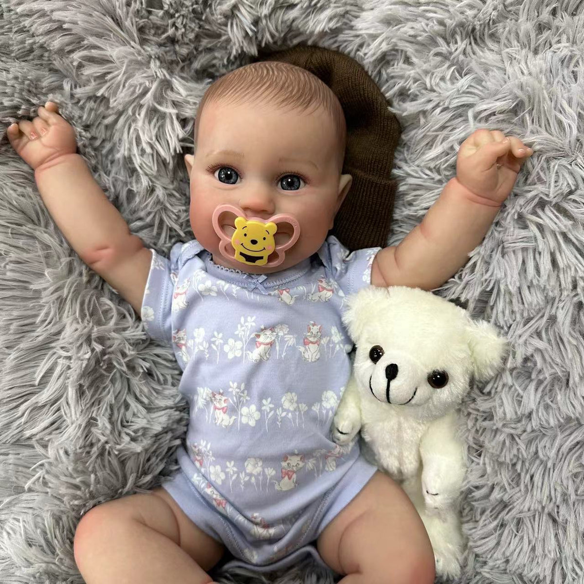 20 Zoll realistische Reborn-Neugeborenen-Puppe mit Stoffkörper, detaillierter 3D-Haut mit Adern, handgefertigte Spielzeugpuppe als Geburtstagsgeschenk für Mädchen