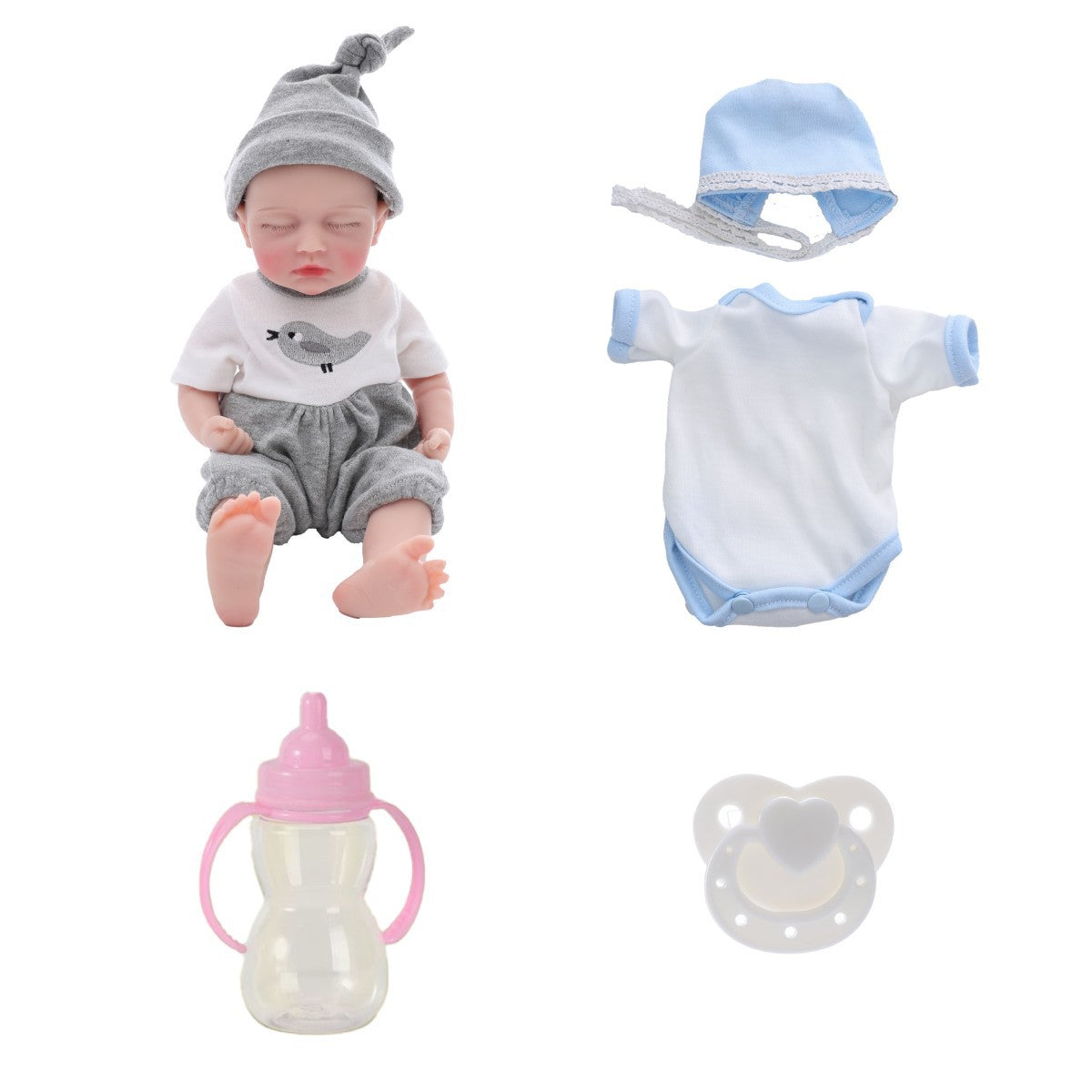 12 Zoll 30 cm Ganzkörper-Silikon-Reborn-Puppe mit echtem Hautgefühl, geschlossenen Augen, dehnbarem Glatzkopf, simuliertes Baby