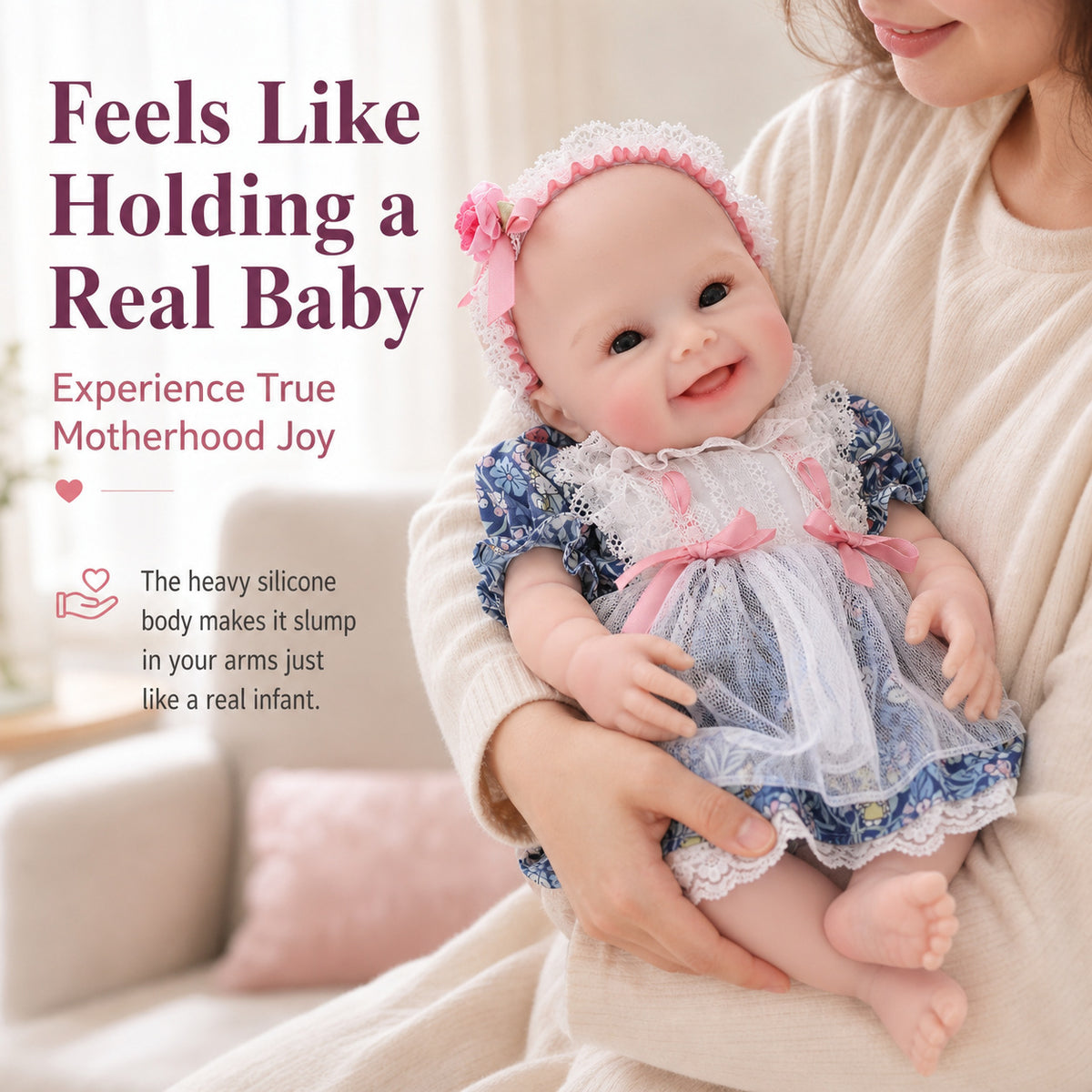17 Zoll Reborn Babypuppe, niedliche Vollsilikon-Babypuppe, realistische Neugeborenen-Puppe, Spielzeug, Weihnachtsgeschenk
