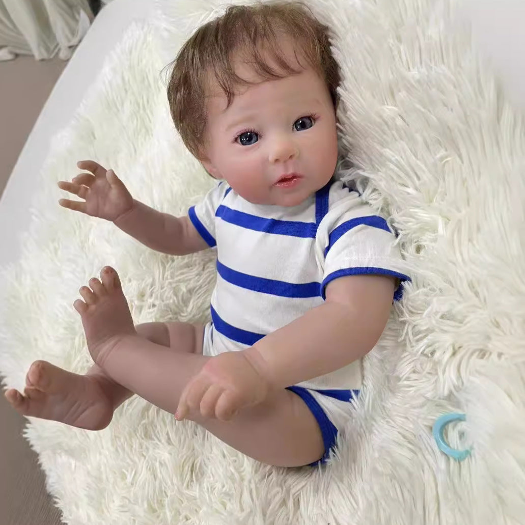 50 cm lebensechte Reborn-Babypuppe mit Stoffkörper, 3D-Haut, handgefertigte Puppe, Kinderspielzeug für Mädchen, Reborn-Puppen