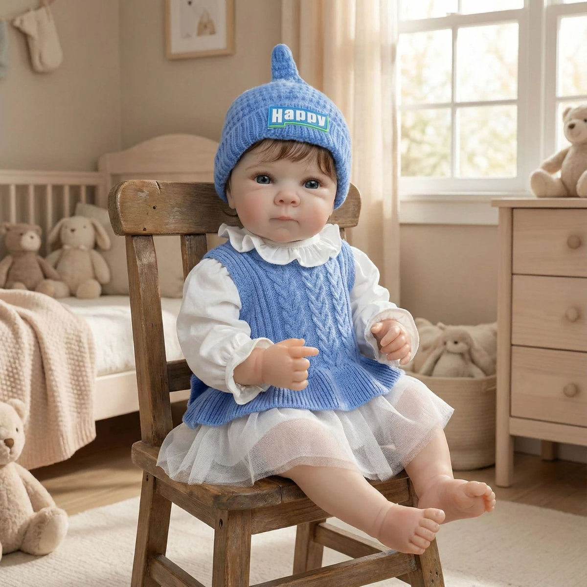 18 Zoll lebensechte Reborn-Babypuppe, Ganzkörper-Vinyl, lebensecht mit sichtbaren Adern, Neugeborenen-Babypuppe