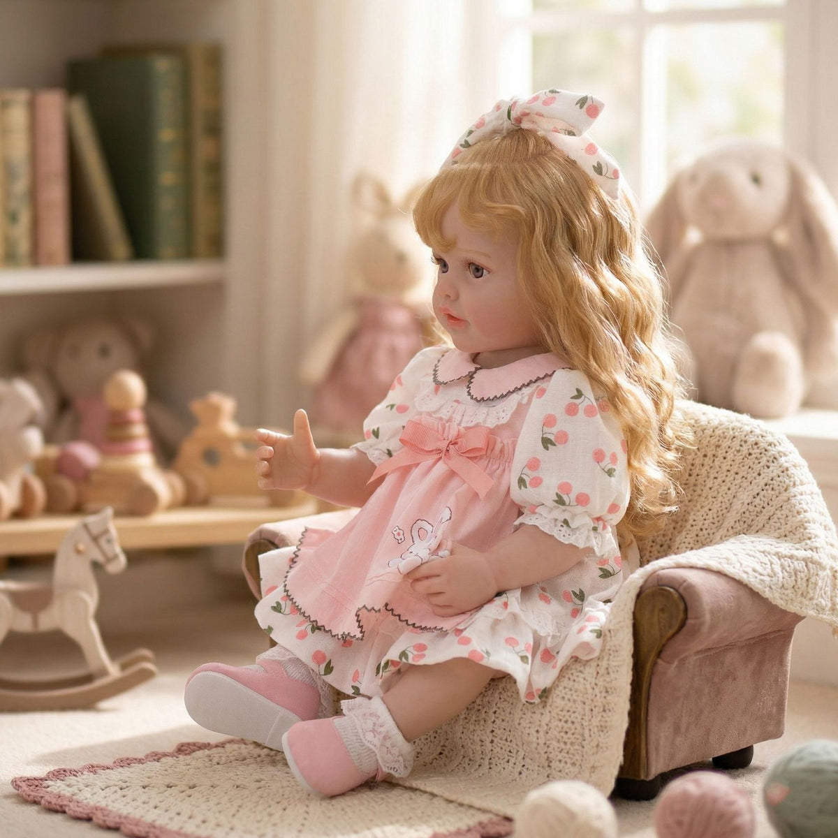 22-Zoll-Reborn-Puppe mit Ganzkörper-Vinyl, simuliertem implantiertem Babyhaar, handbemaltes Spielzeug-Puppengeschenk in exquisiter Qualität