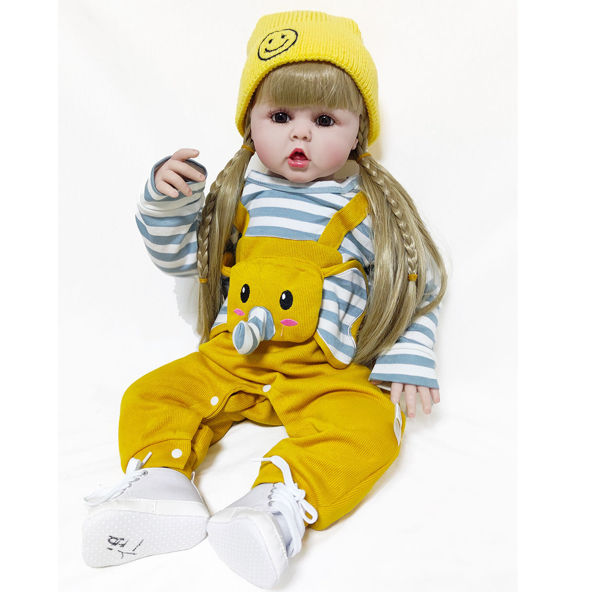 24 Zoll realistische Reborn-Puppe mit großen Augen und Stoffkörper, Weihnachtsgeschenk für Mädchen und Sammler