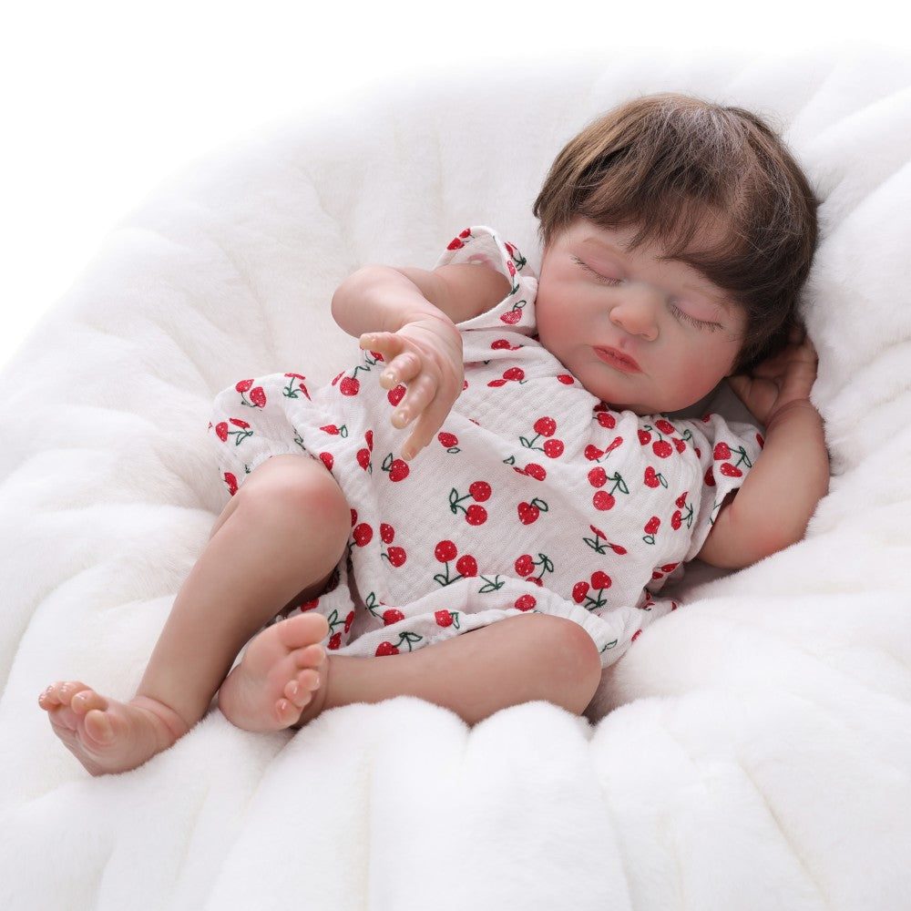 50 cm Rebirth-Puppe mit Haarimplantat, Stoffkörper-Simulations-Babypuppe für Mädchen, Ankleidespiel, Spielgefährte für zu Hause