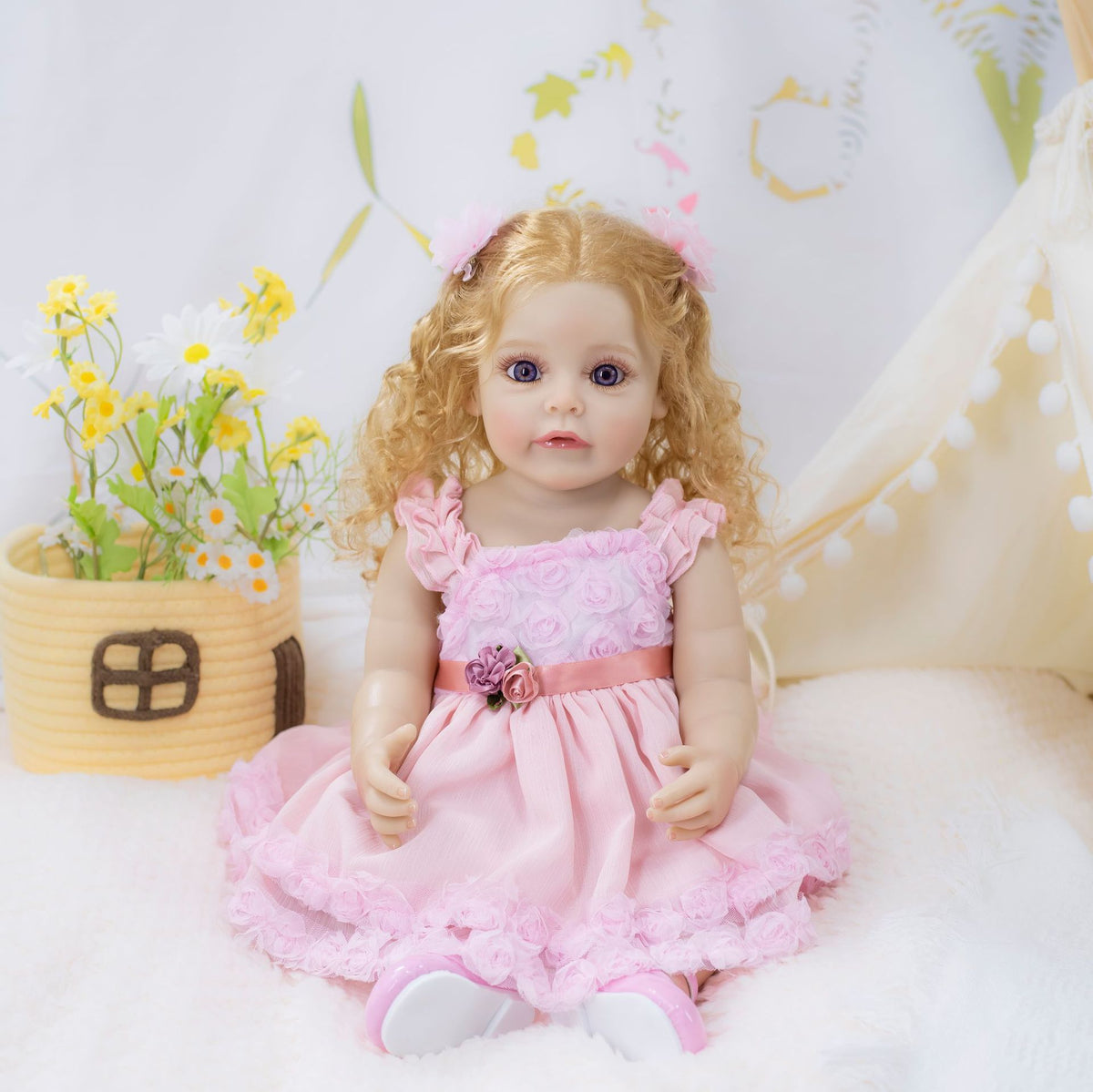 22-Zoll lebensechte Reborn-Puppe mit Ganzkörper-Vinyl, süße Geschenkidee für Kinder und Erwachsene zu besonderen Anlässen