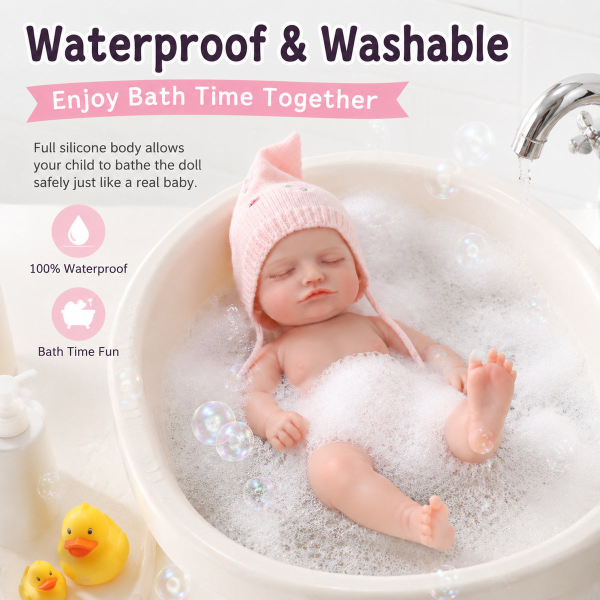 17 Zoll Full Silicone Body Reborn Puppe Mädchen Simulations-Babypuppe Badespielzeug Geschenk