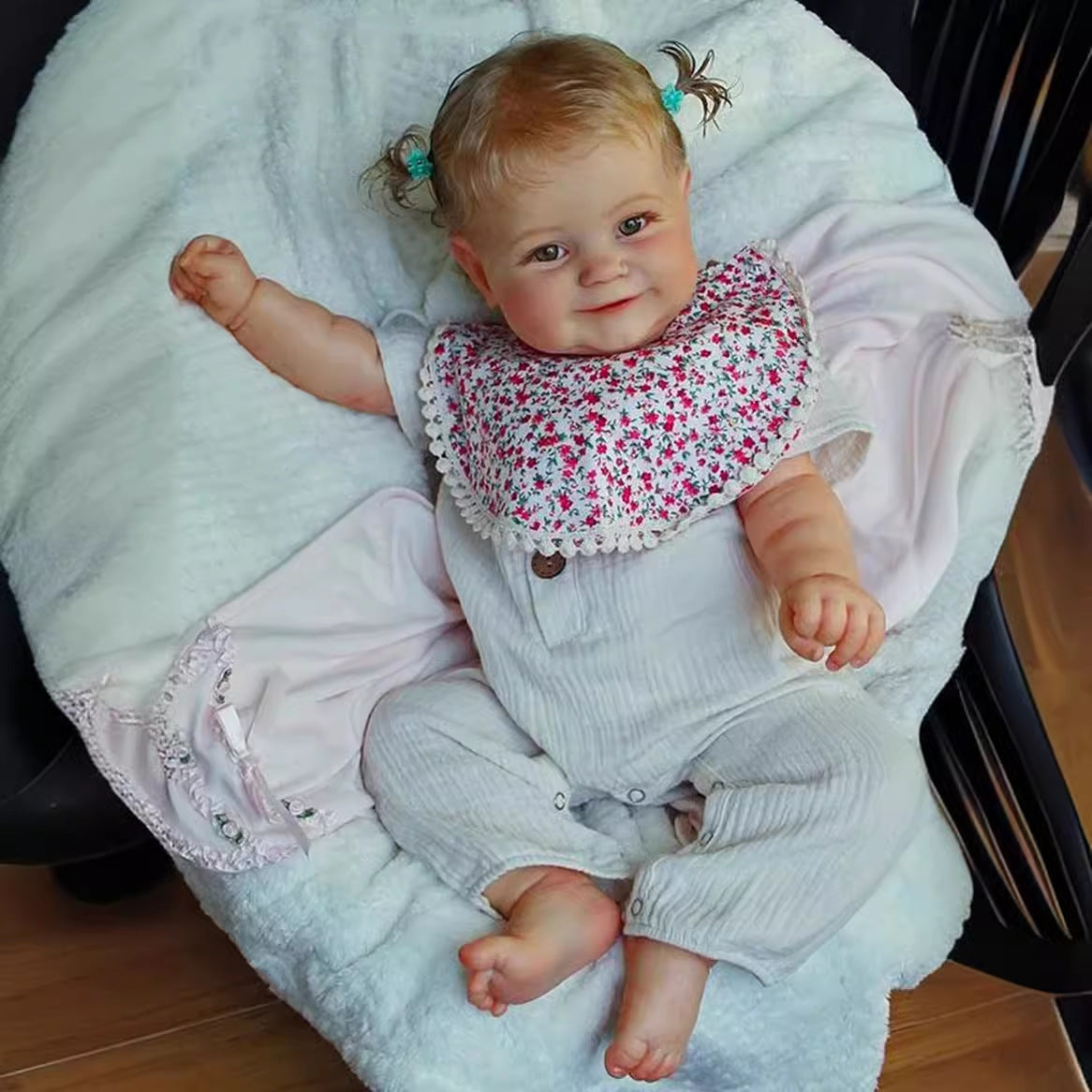 24 Zoll Reborn-Puppe Stoffkörper lebensecht mit sichtbaren Adern echte Puppe für Geschenke