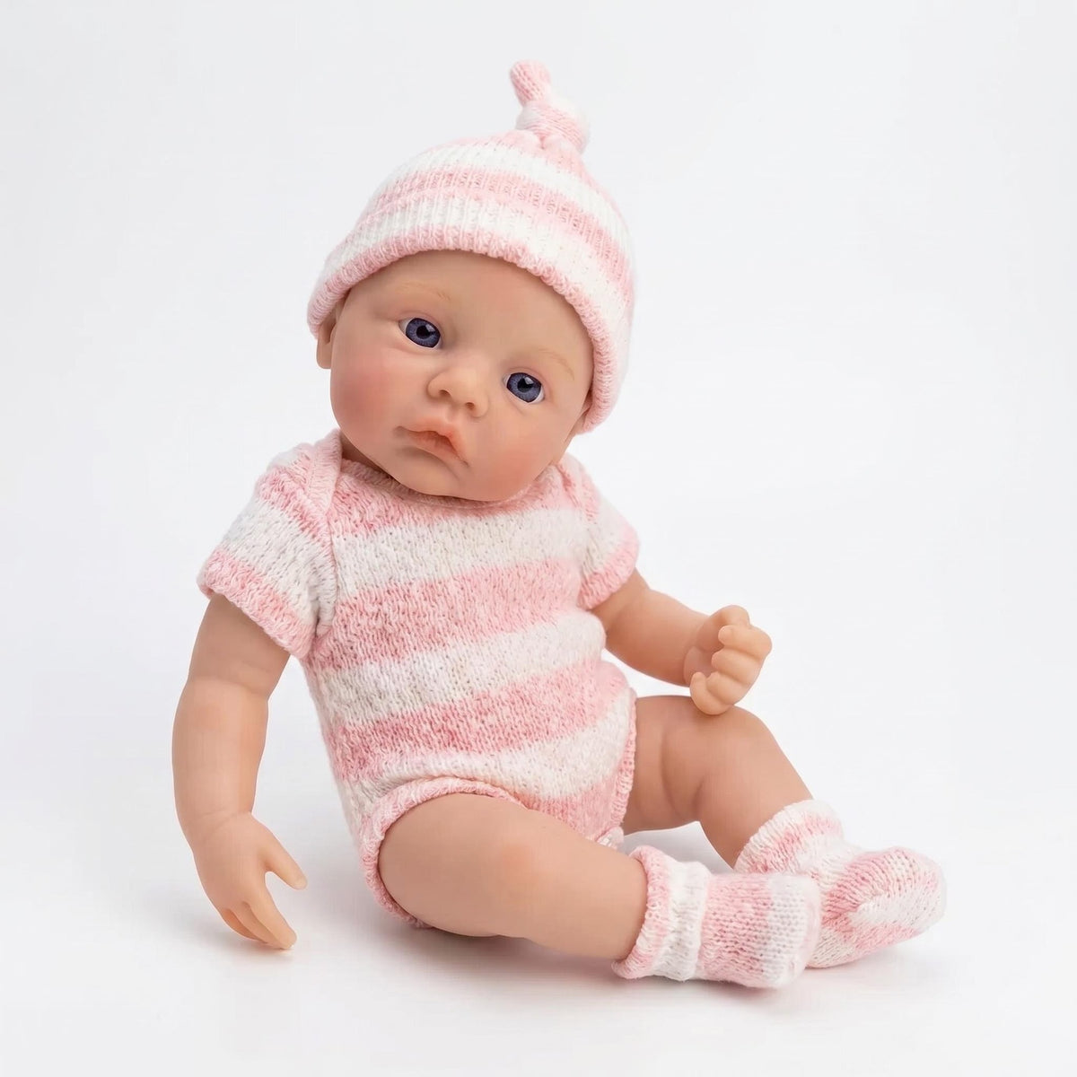 6-Zoll-Reborn-Puppe mit vollem Körper aus massivem Silikon, handgefertigt, hyperrealistische Haut mit Venentextur, künstlerische Sammlerpuppe