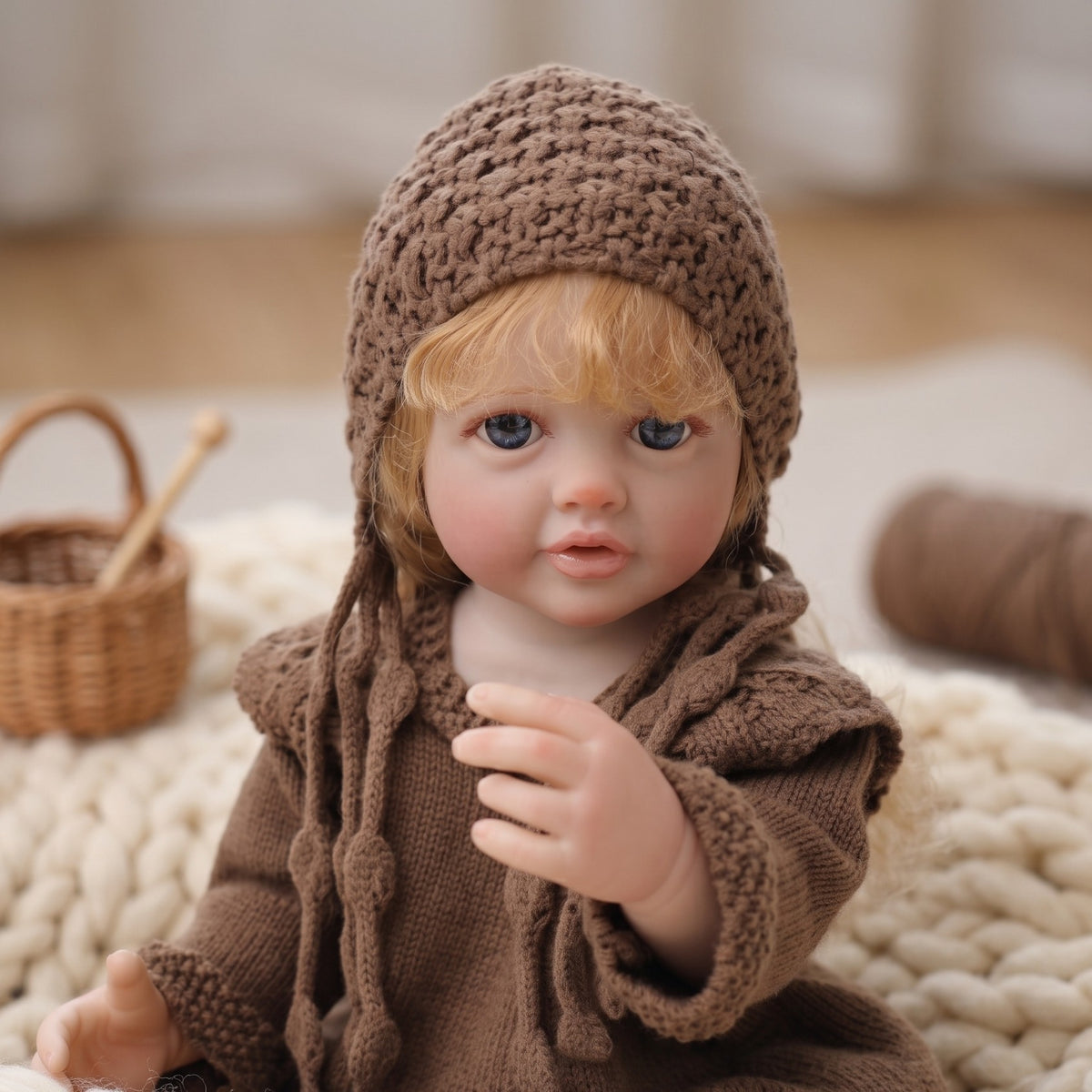 22 Zoll Reborn-Puppe mit Ganzkörper-Vinyl, simuliertes Baby, handimplantiertes Haar, Badespielzeug-Geschenk