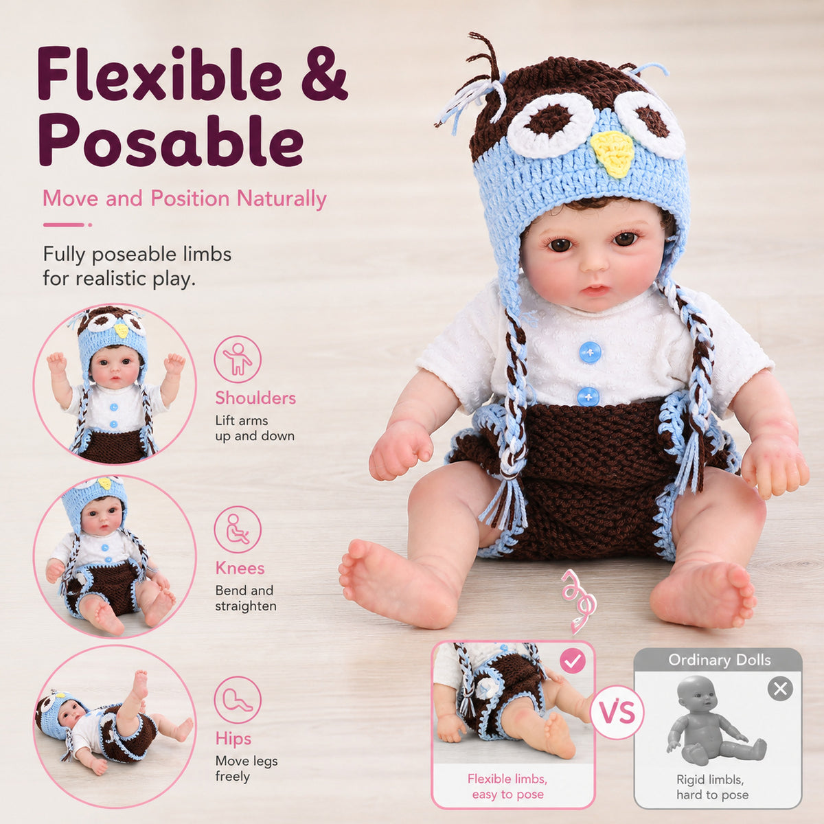 16 Zoll lebensechte, handgefertigte Reborn-Babypuppe, Vollsilikon-Baby, 3D-echte Haut, Kinderspielzeug, Geschenk für Mädchen