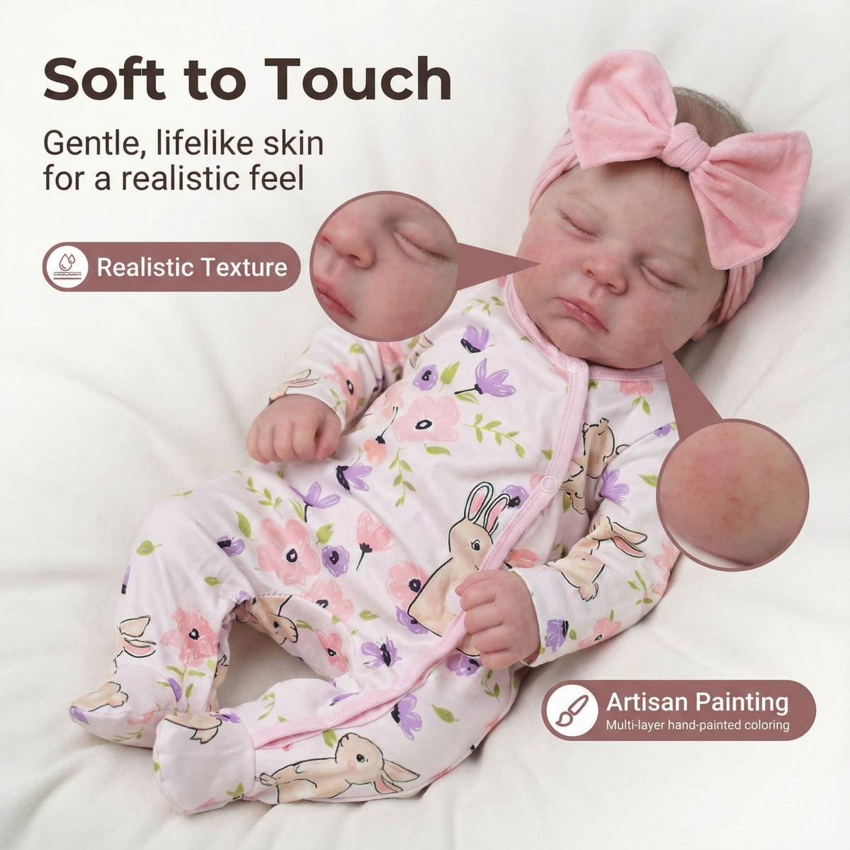 Lebensechte Reborn-Babypuppen, 19 Zoll schlafende Babypuppen, weicher Stoffkörper mit Zubehör, Geschenkbox für Kinder ab 3 Jahren