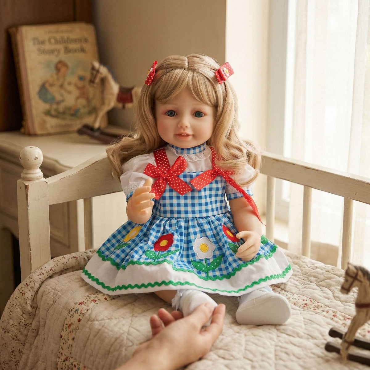 22-Zoll handbemalte Reborn-Puppe mit mehreren Schichten und Ganzkörper-Vinyl, weicher, realistischer Hautstruktur, ideal als therapeutischer Komfortbegleiter im Geschenkset