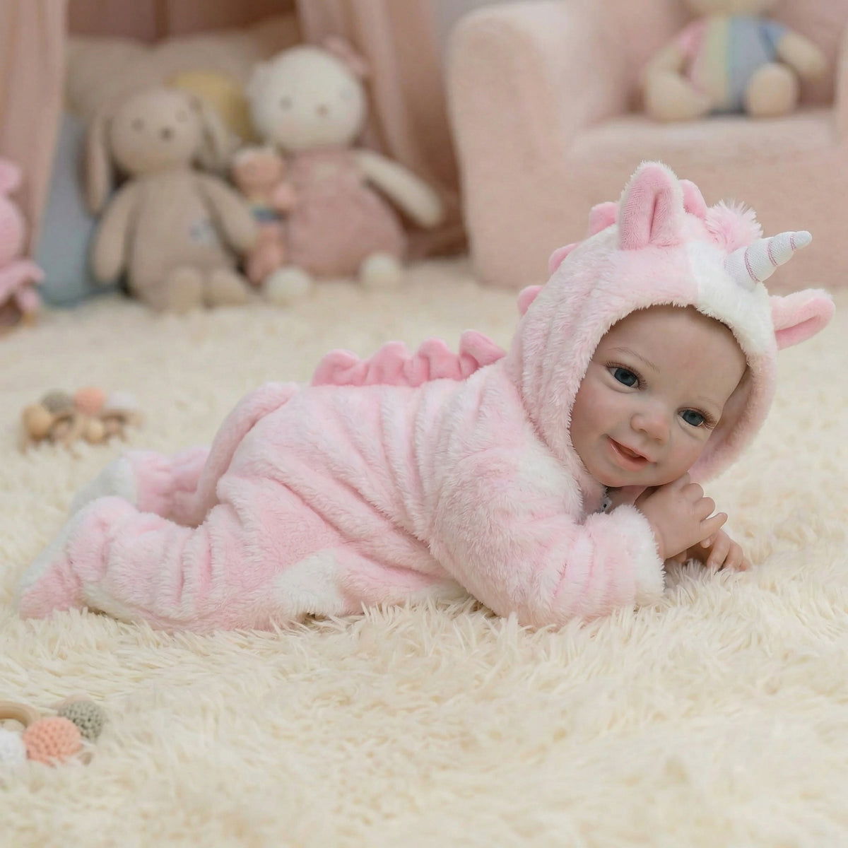 19 Zoll pinke Einhorn-Vivienne Ganzvinyl-Reborn-Puppe