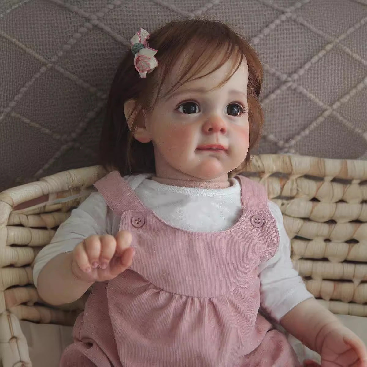 24 Zoll Reborn Babypuppe Mädchen Kleinkind handgefertigt mit Stoffkörper lebensechte Neugeborenen-Geschenkpuppe