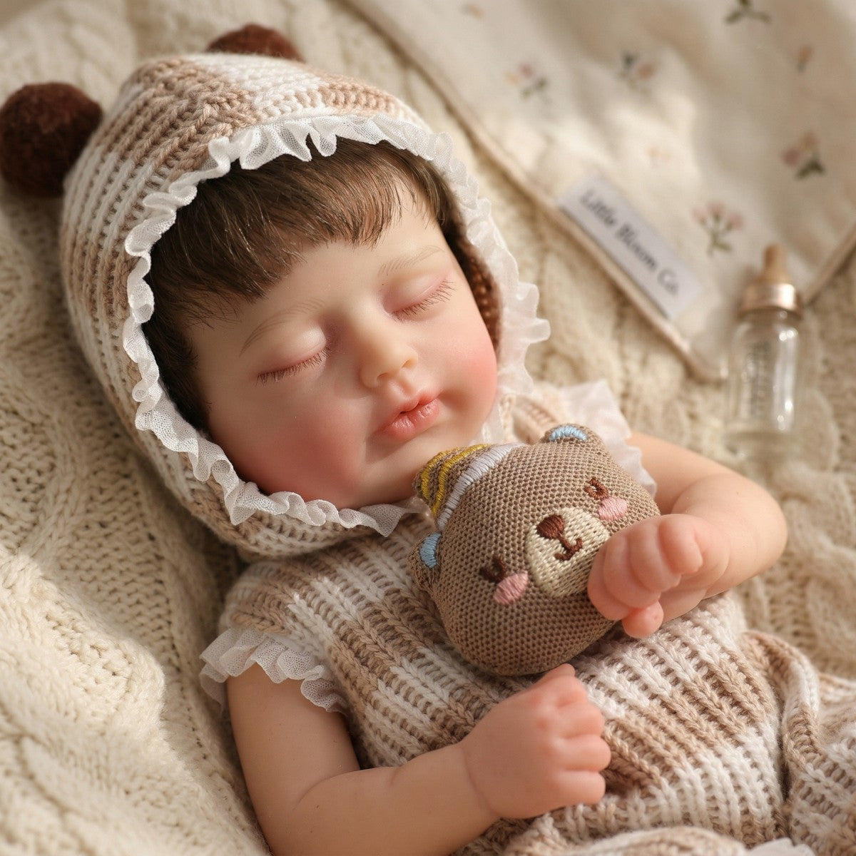 12 Zoll 30 cm Reborn-Puppe aus Vollsilikon mit implantiertem Haar, Simulations-Baby zum Umziehen