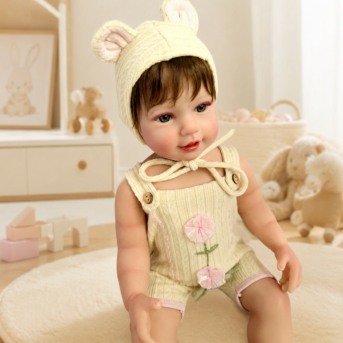 22-Zoll-Ganzkörper-Vinylpuppe, lebensechtes Babydesign mit Schnuller, wunderbares Geschenk für Geburtstage und Feiertage