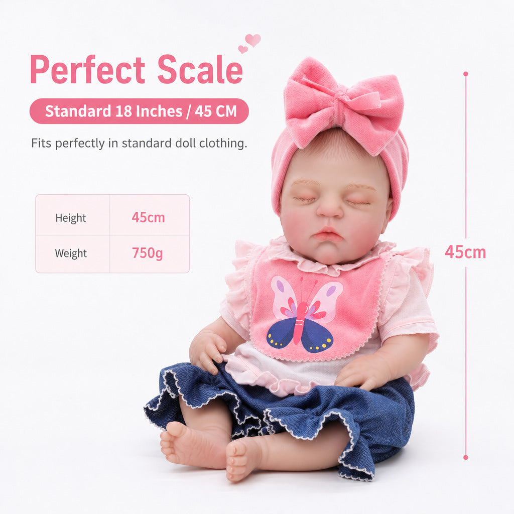 Exklusives Weihnachtsgeschenk, 18 Zoll Reborn-Babypuppe mit rosa Schleife, herzliche Überraschung für Geburtstagspartys