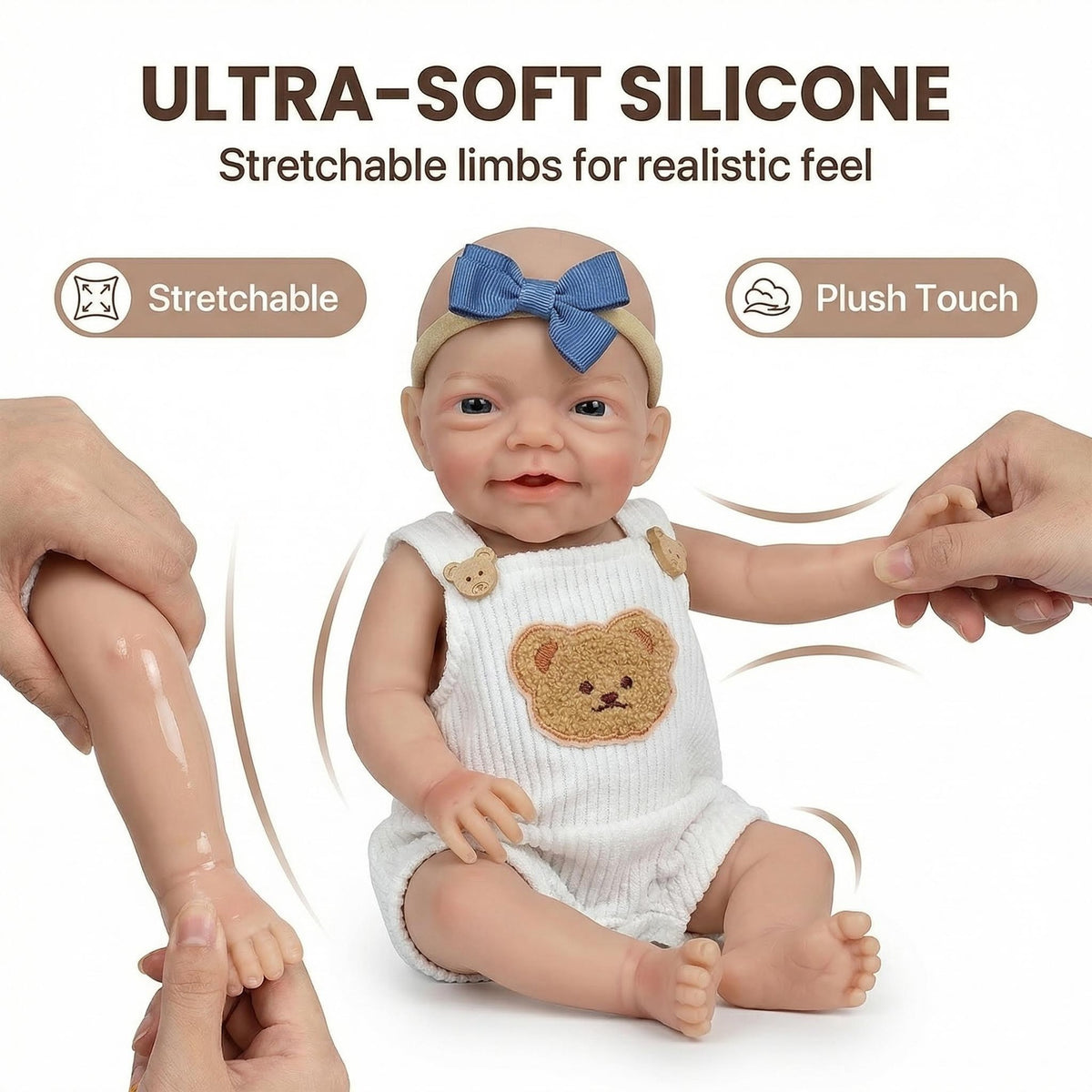 12-Zoll gelber Teddybär Charlie aus massivem Silikon, Reborn-Puppe