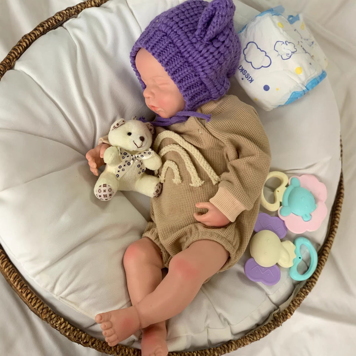 18 Zoll realistische Reborn-Puppe mit massivem Silikonkörper, handgefertigtes Spielzeug als Geschenk für Mädchen und Puppensammler