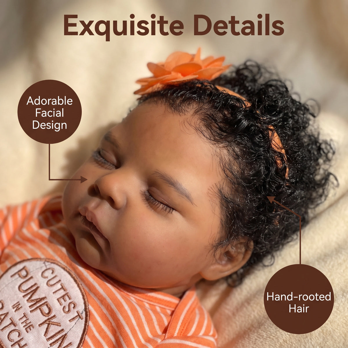 19-Zoll Reborn-Baby mit weichem Stoffkörper, praktisches Geschenk für Geburtstage, Halloween und westliche Feiertage