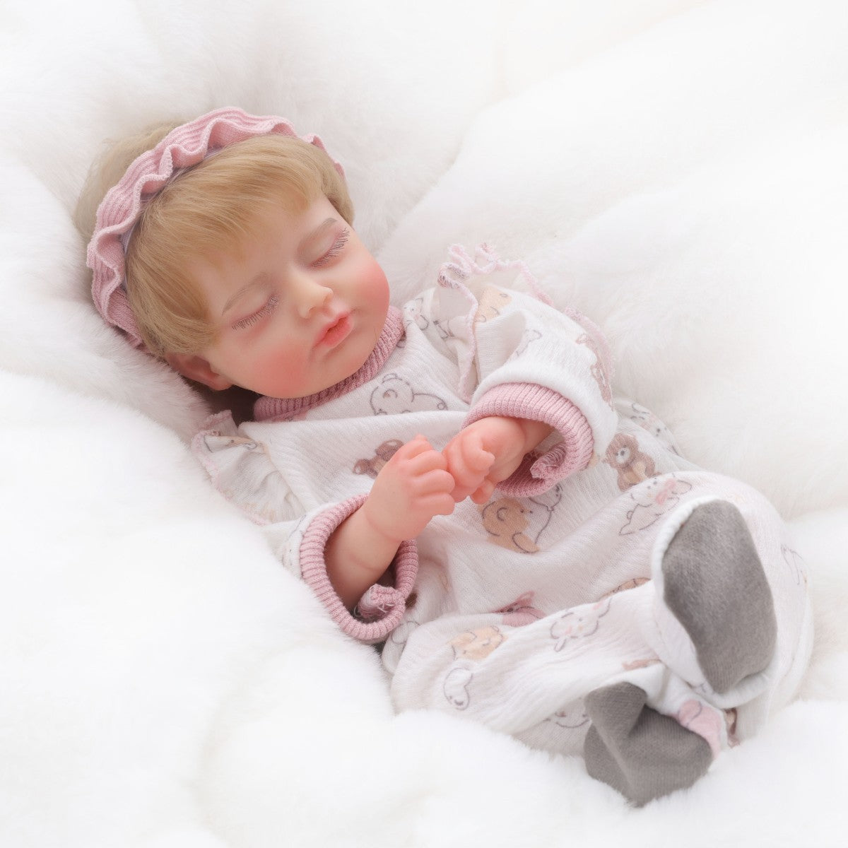 12 Zoll (30 cm) Simulations-Reborn-Babypuppe aus massivem Silikon, realistische Haptik, geschlossene Augen
